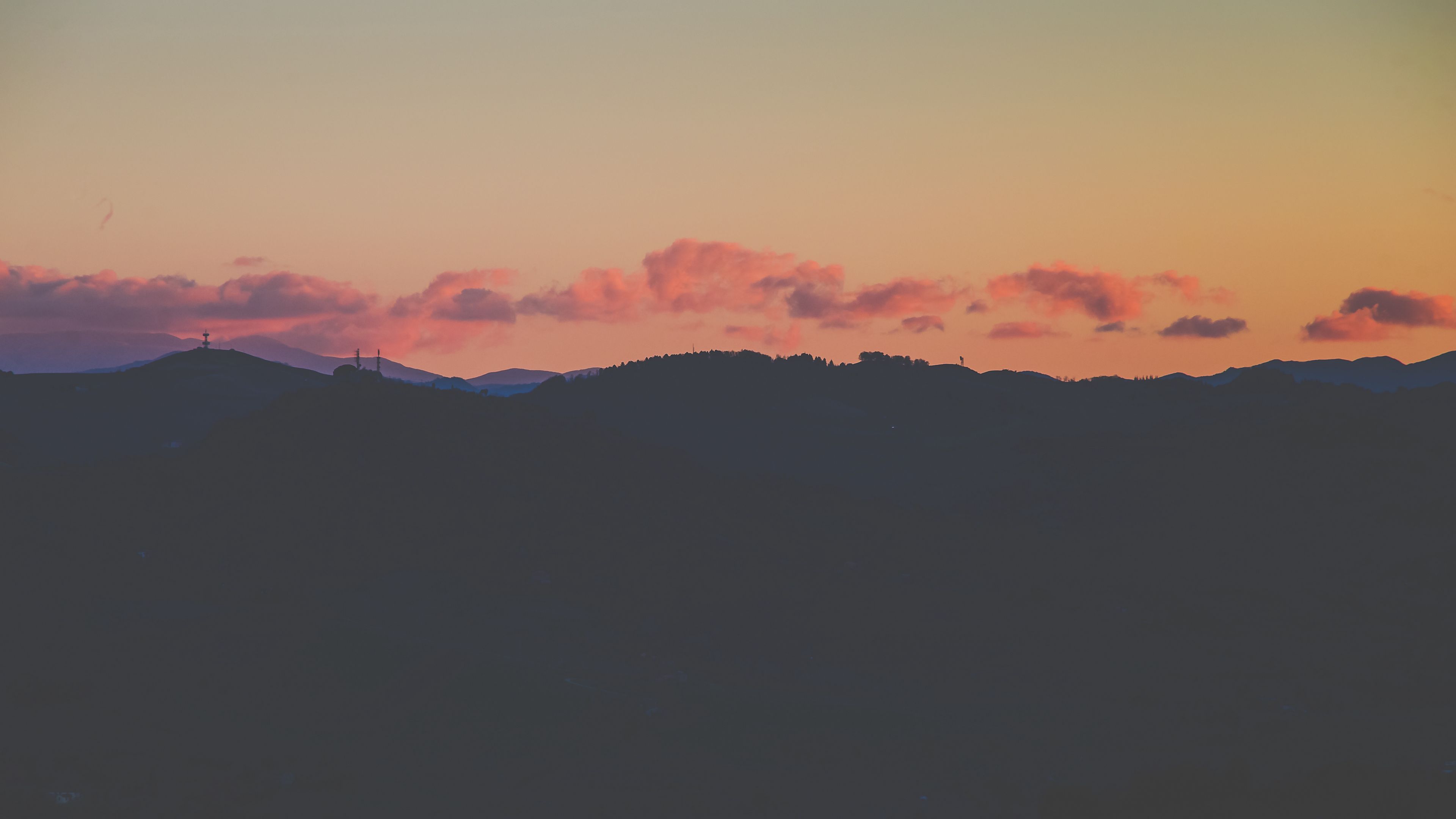 sunset, horizon, sky, clouds, night, 4k, HD Wallpaper