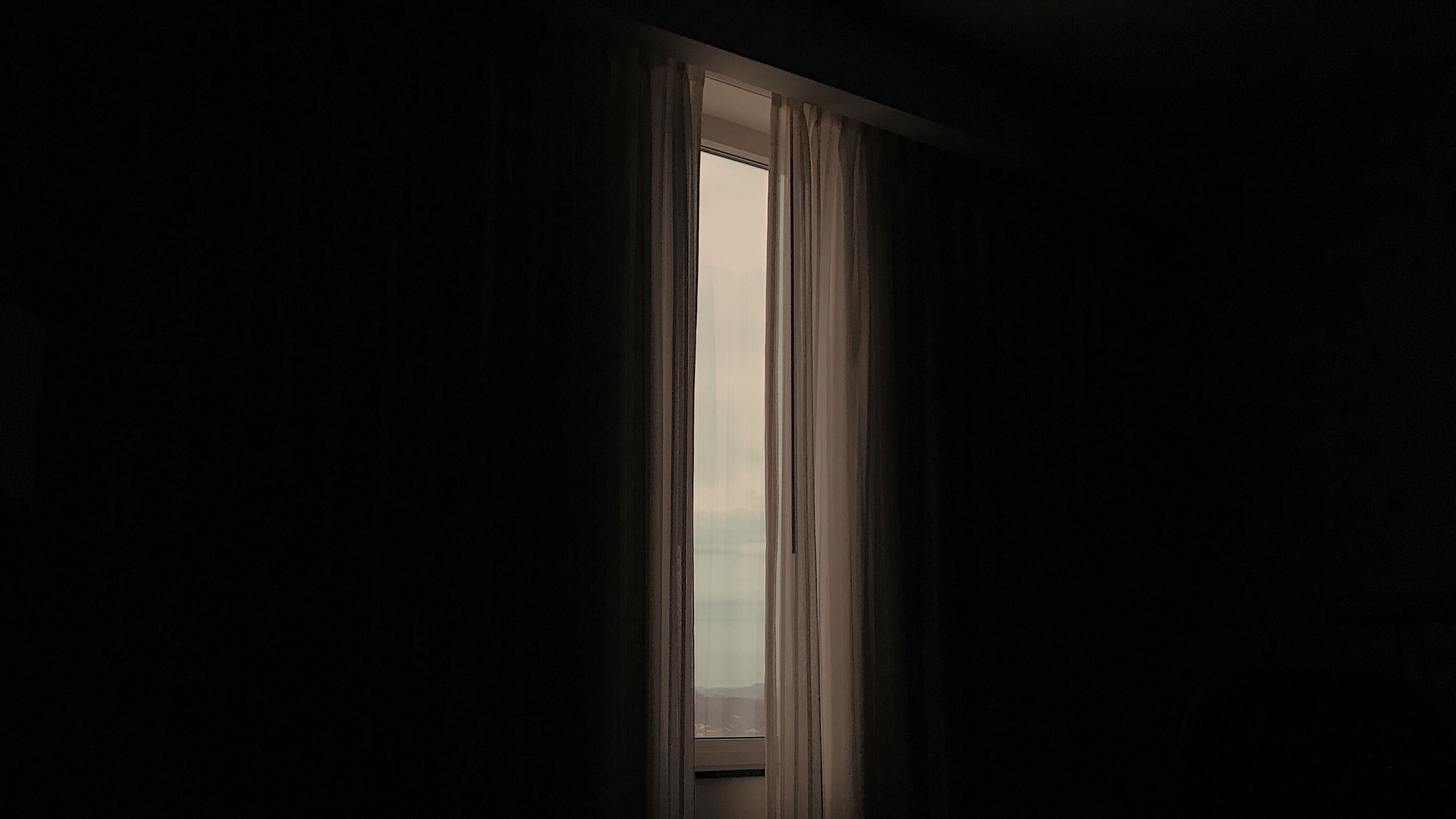 window, curtains, night, 4k, HD Wallpaper