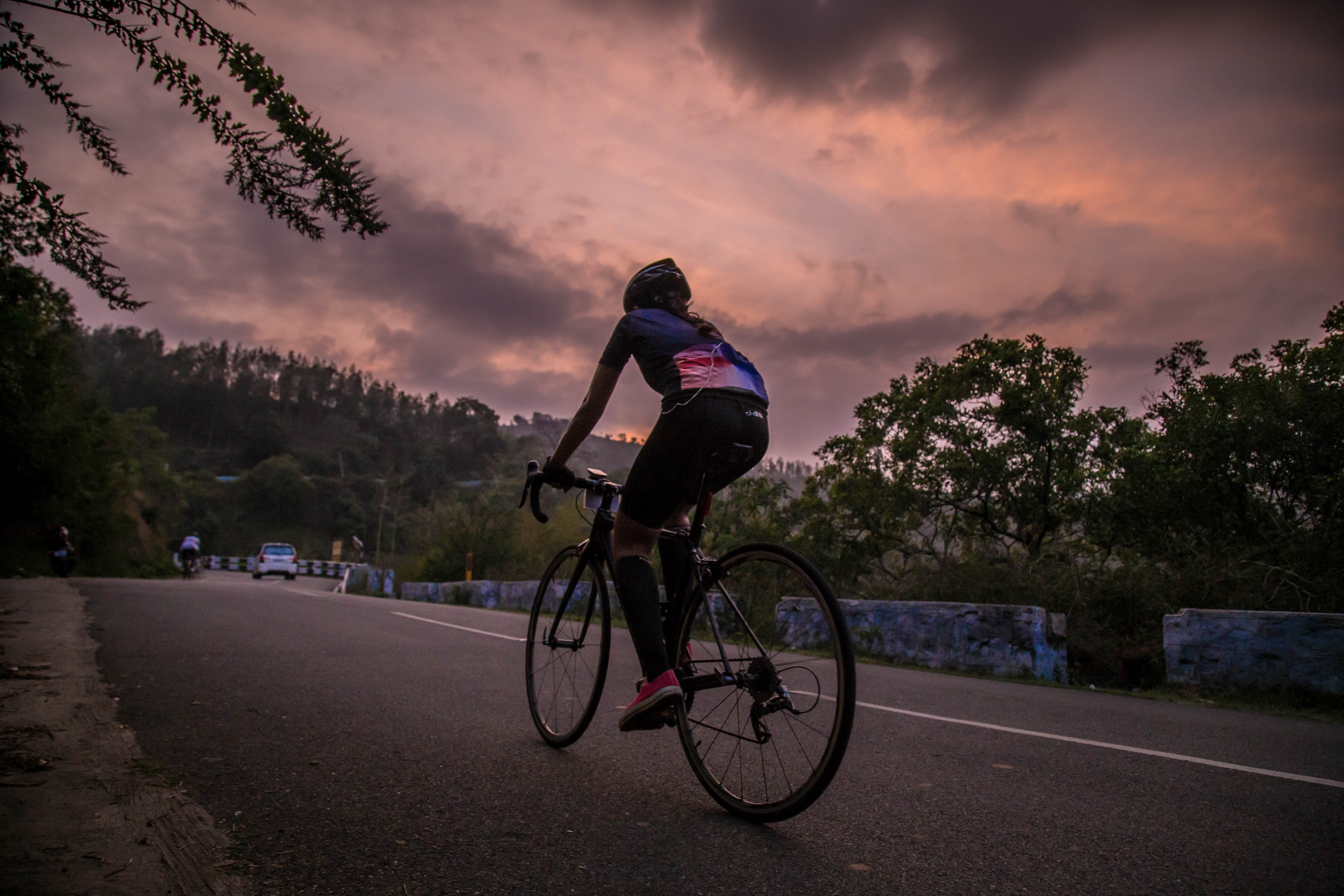male bicycling along a treed road in ooty, never give up 4k, HD Wallpaper