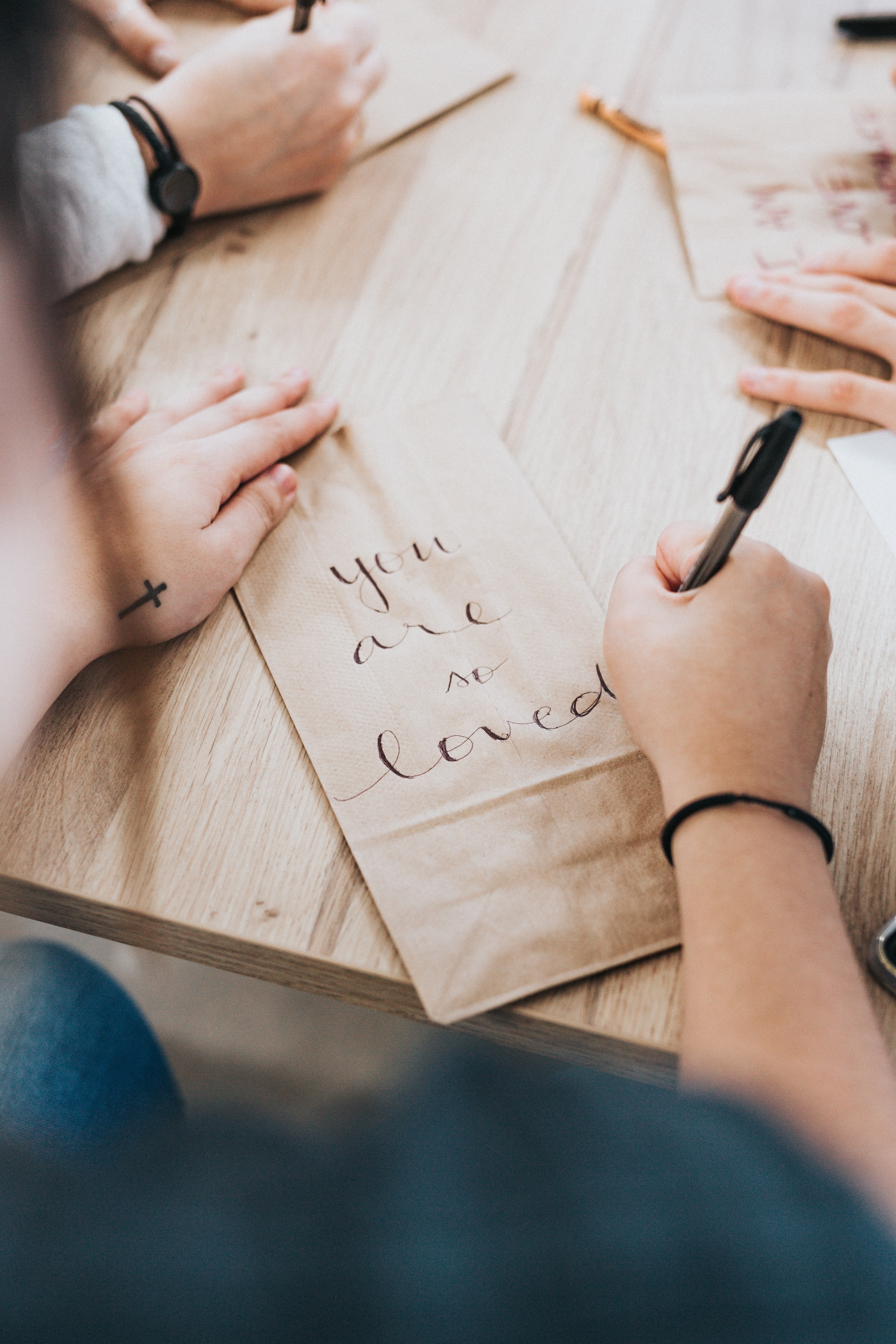 paper pen writing and bag hd, 4k, Phone HD Wallpaper