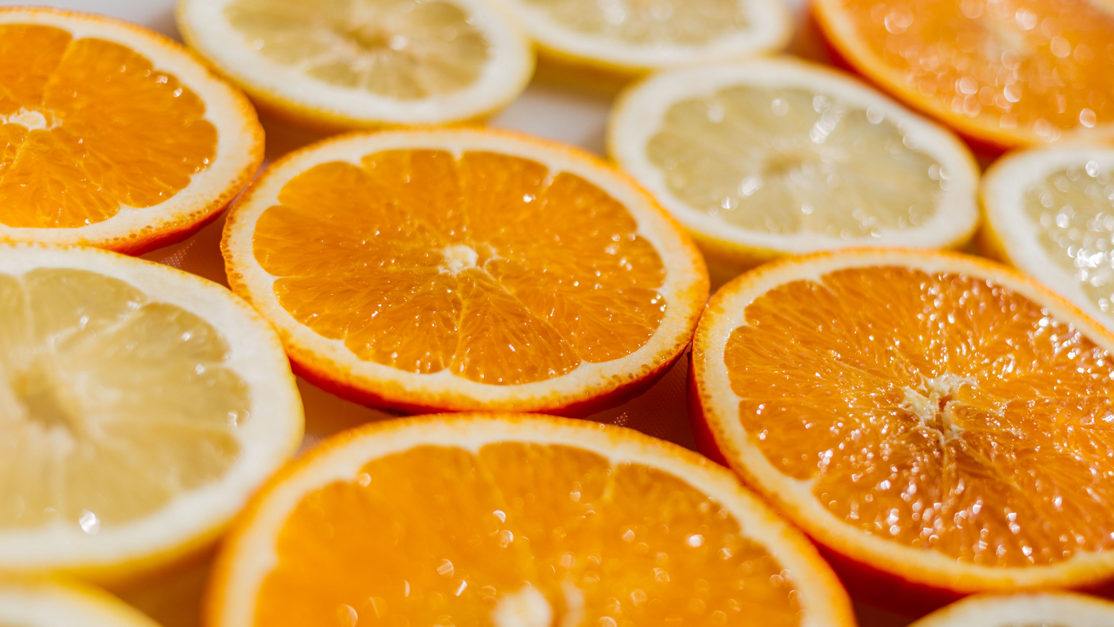 oranges, slicing, lemons, fruit, 4k, HD Wallpaper