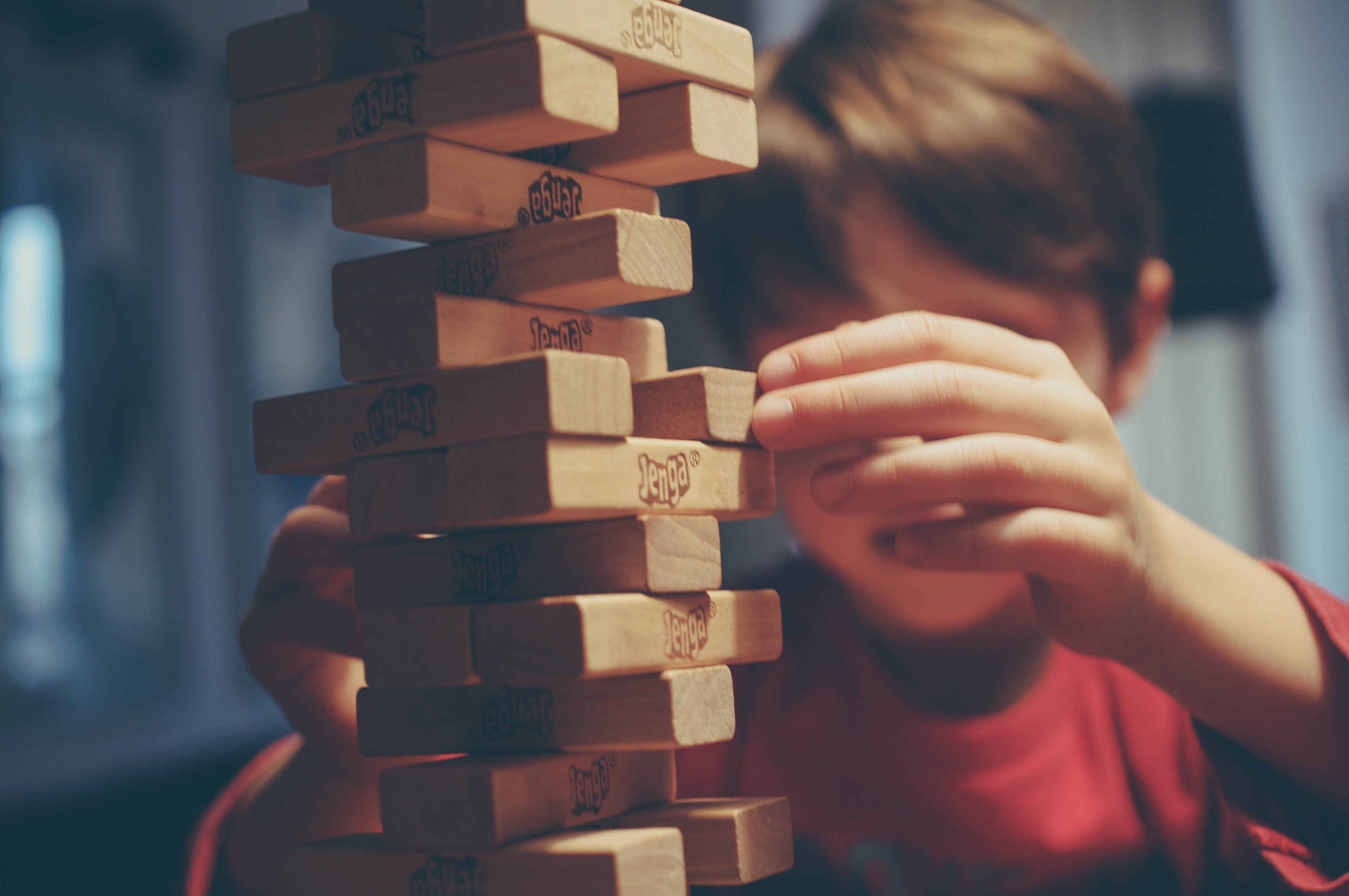 a child playing with a jenga block tower, playing jenga with my 6 year old 4k, HD Wallpaper