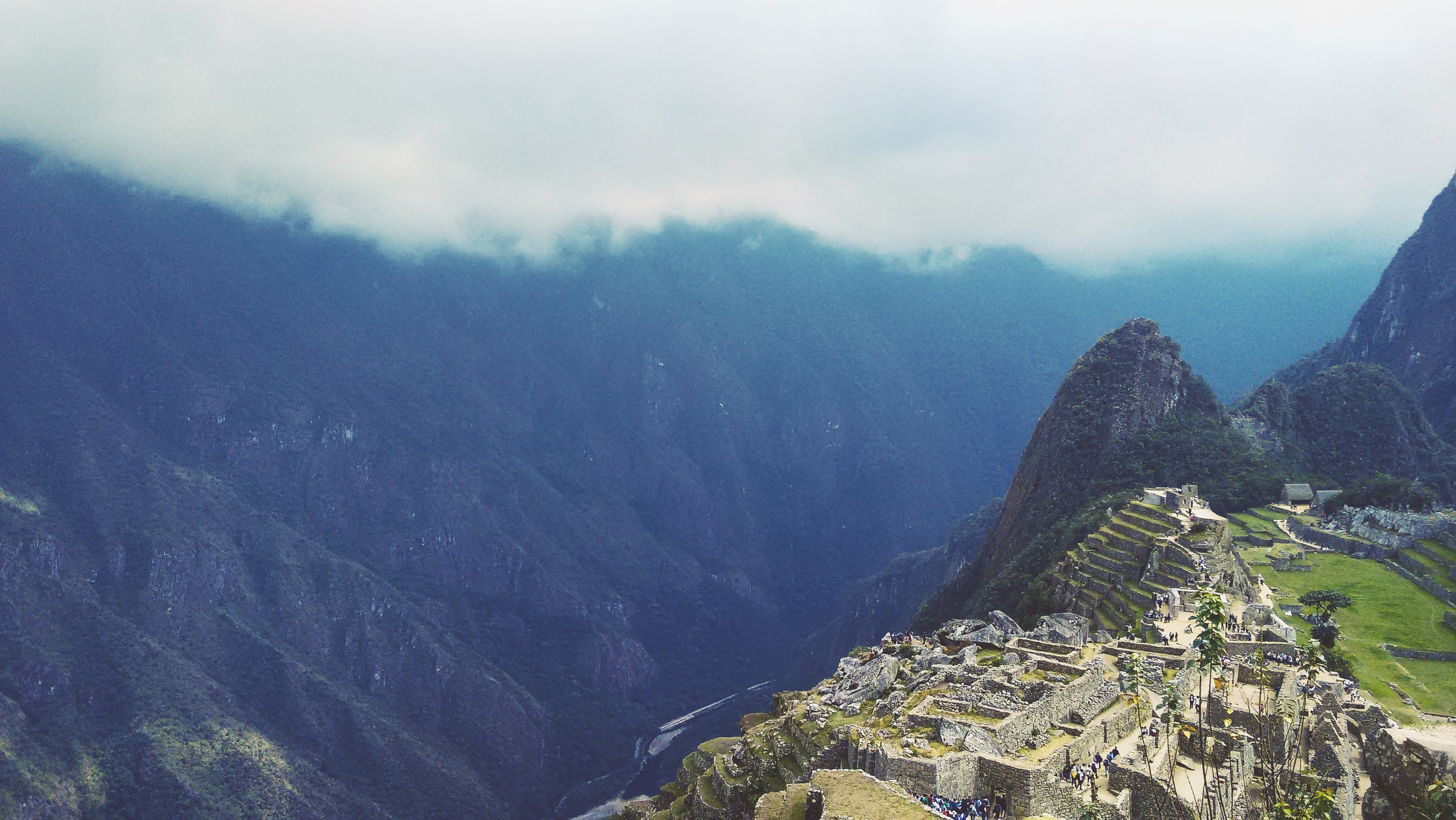 machu picchu mountain cloud and stone 4k, HD Wallpaper