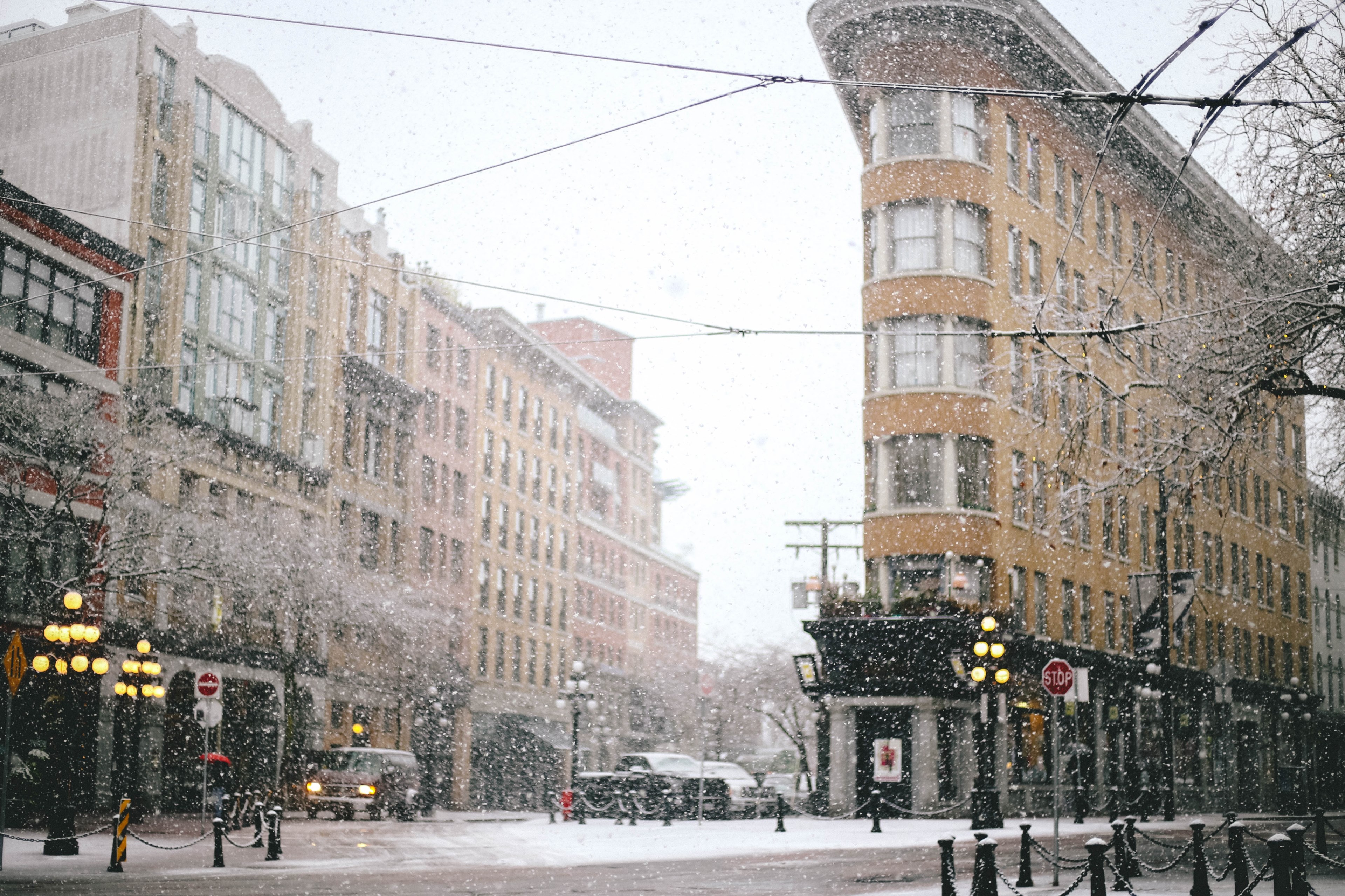 a snowy day in vancouver 4k, HD Wallpaper