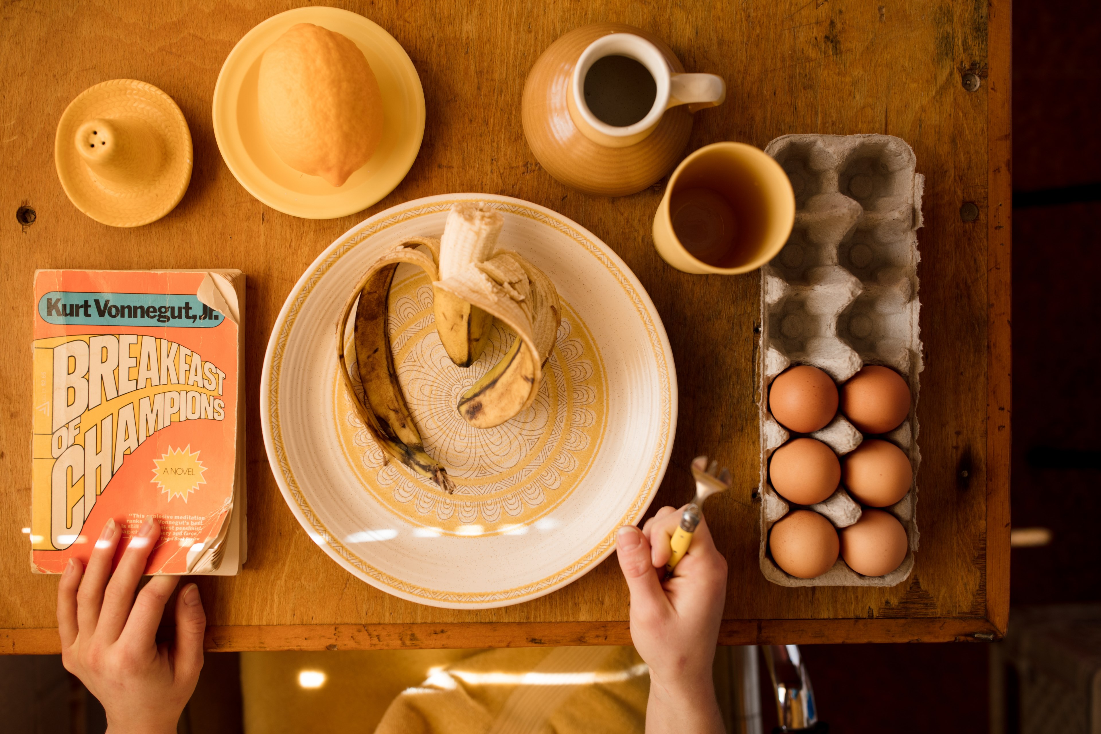 breakfast table top view eating and food 4k, HD Wallpaper