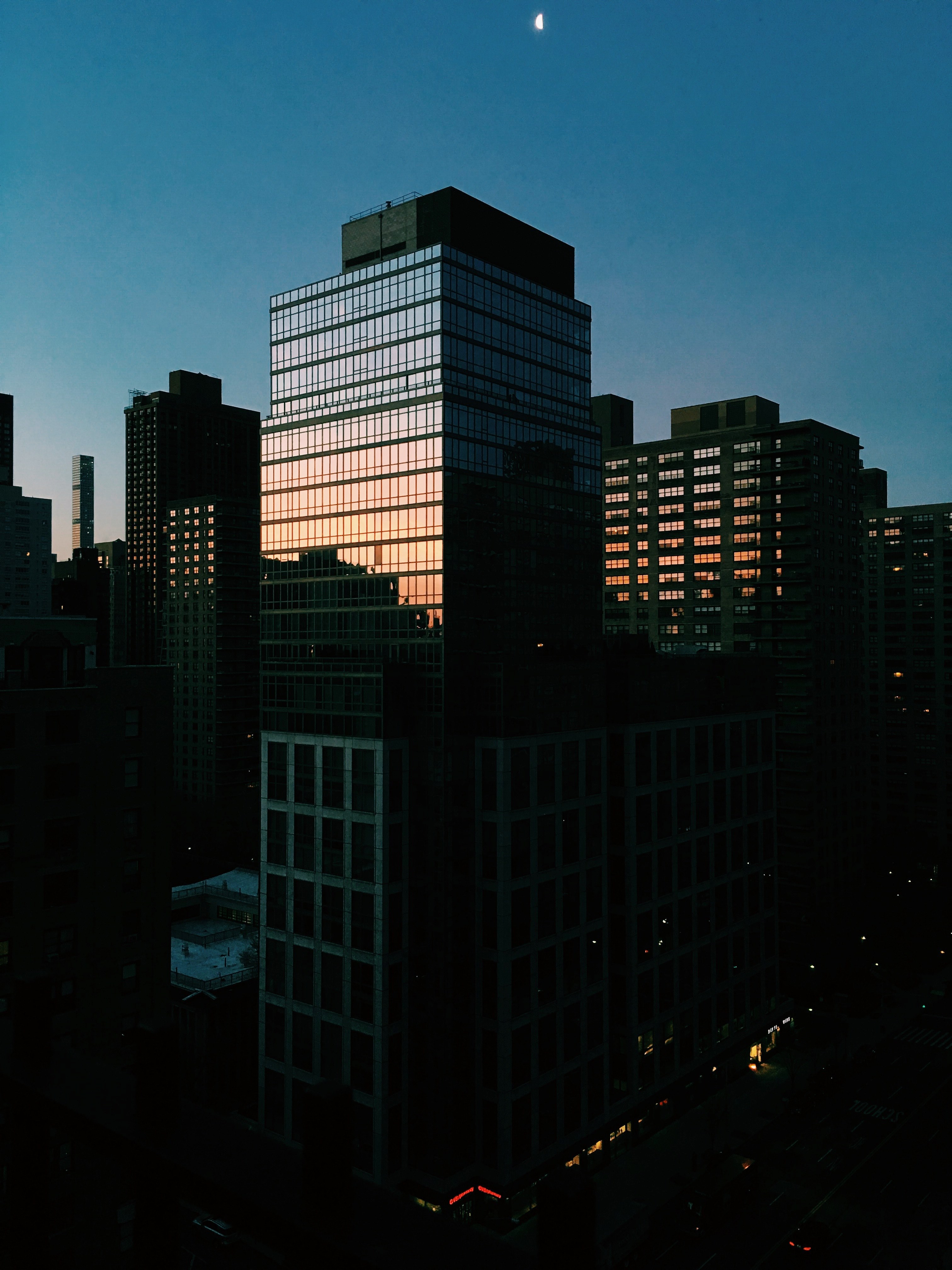building sunrise and nyc hd, 4k, Phone HD Wallpaper
