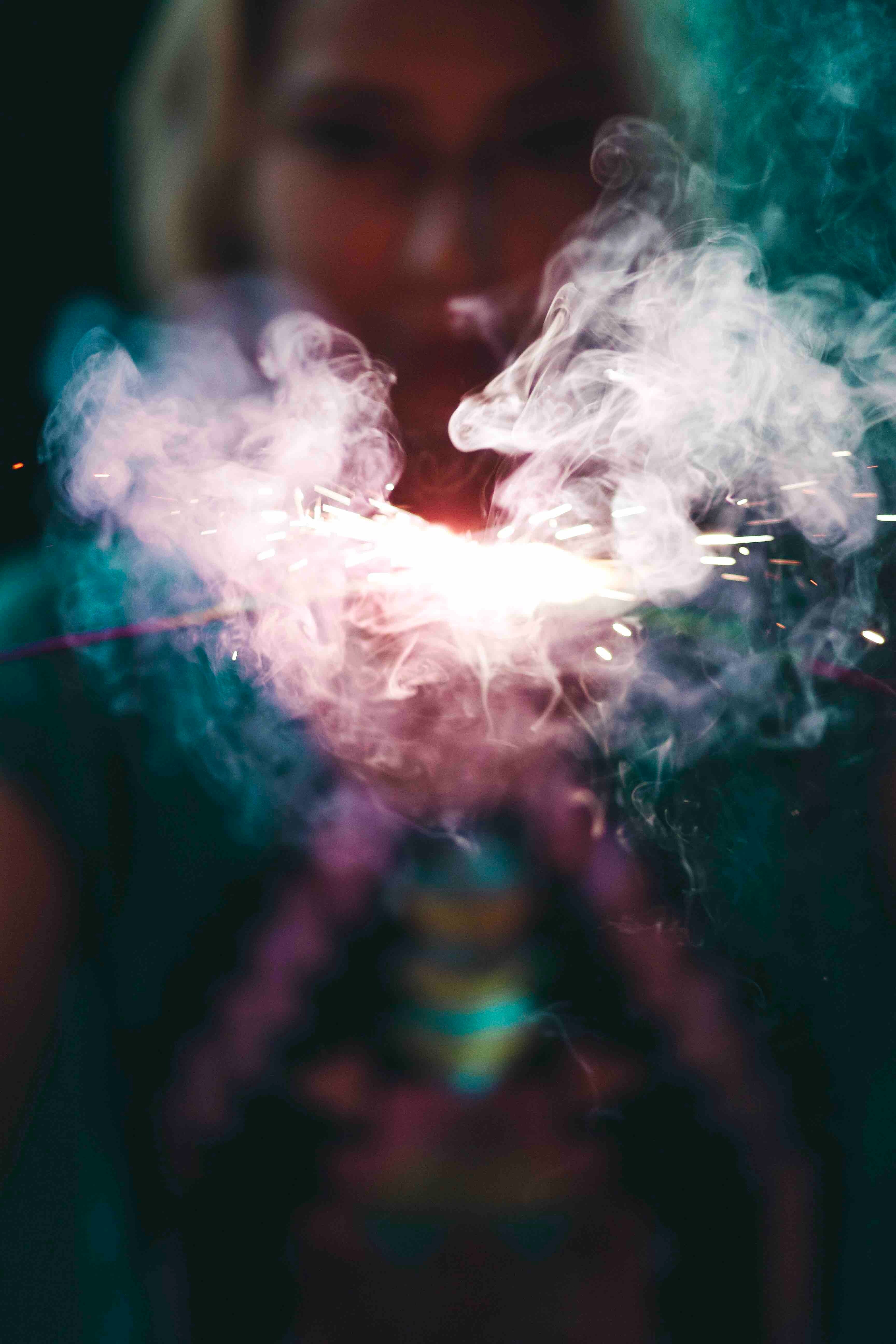 sparkler smoke woman and focus hd, 4k, Phone HD Wallpaper