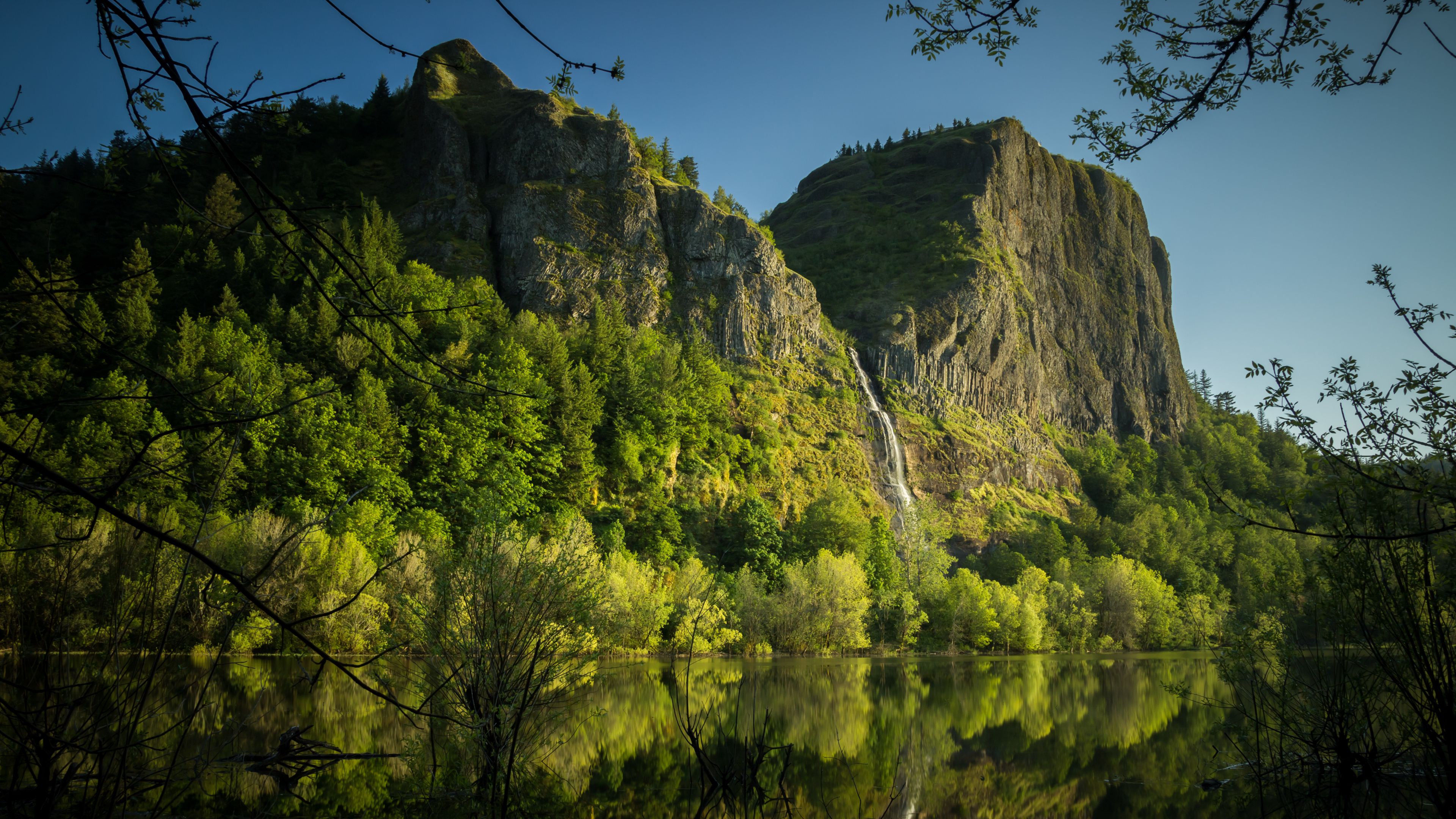 rocks, mountains, water, reflection, 4k, HD Wallpaper