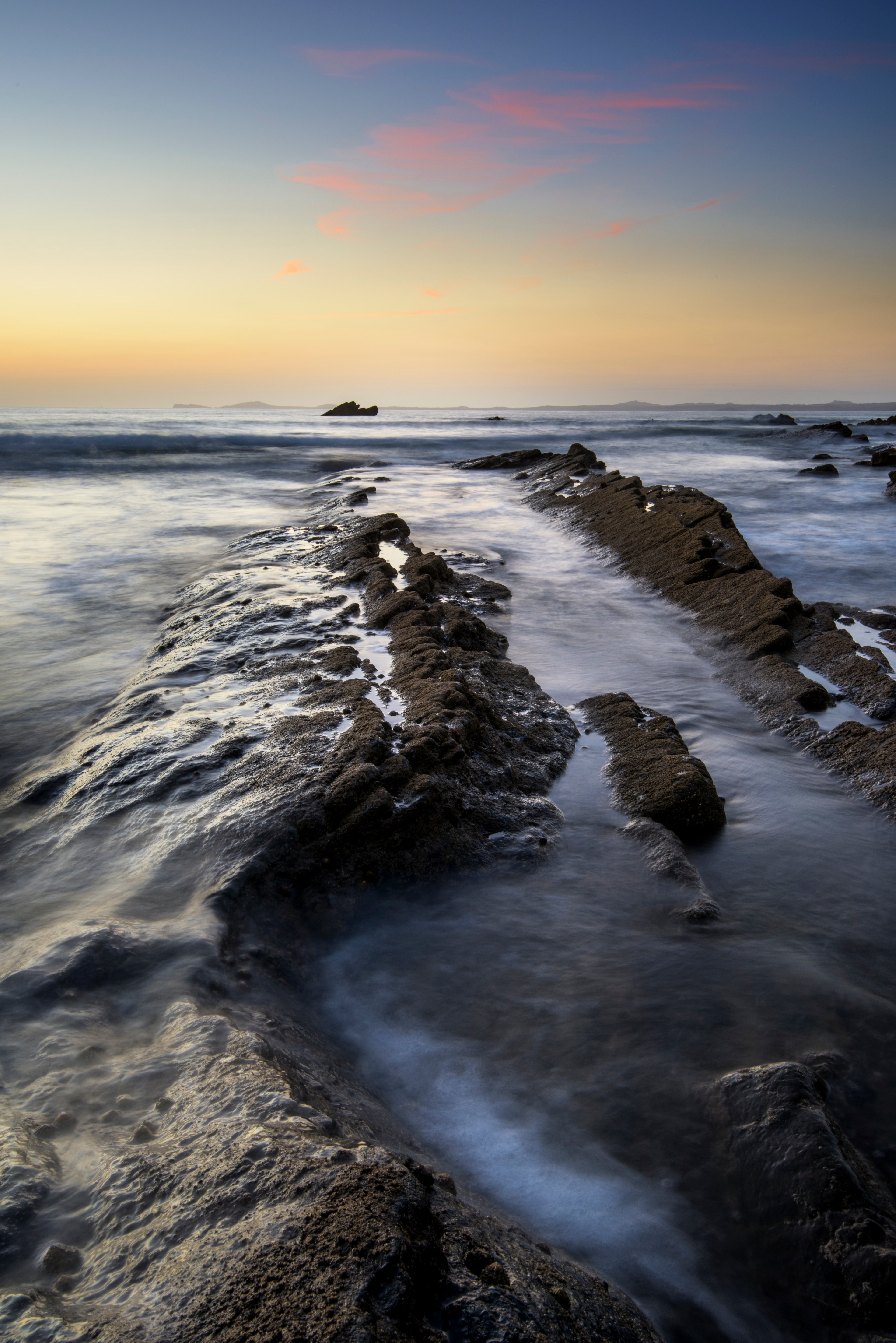 sunset at broadhaven wales 4k, Phone HD Wallpaper
