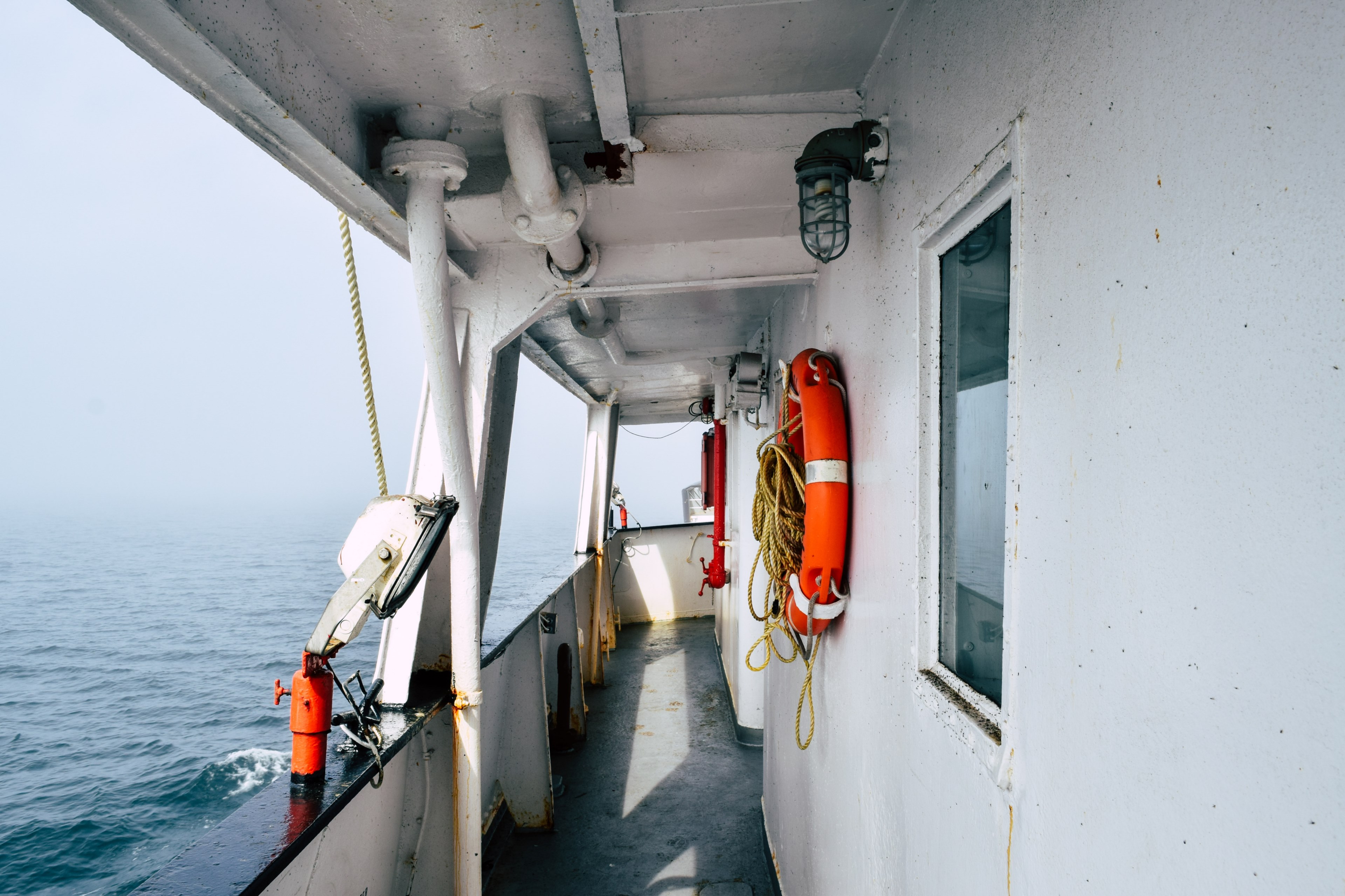 boat fog life preserver and ocean 4k, HD Wallpaper
