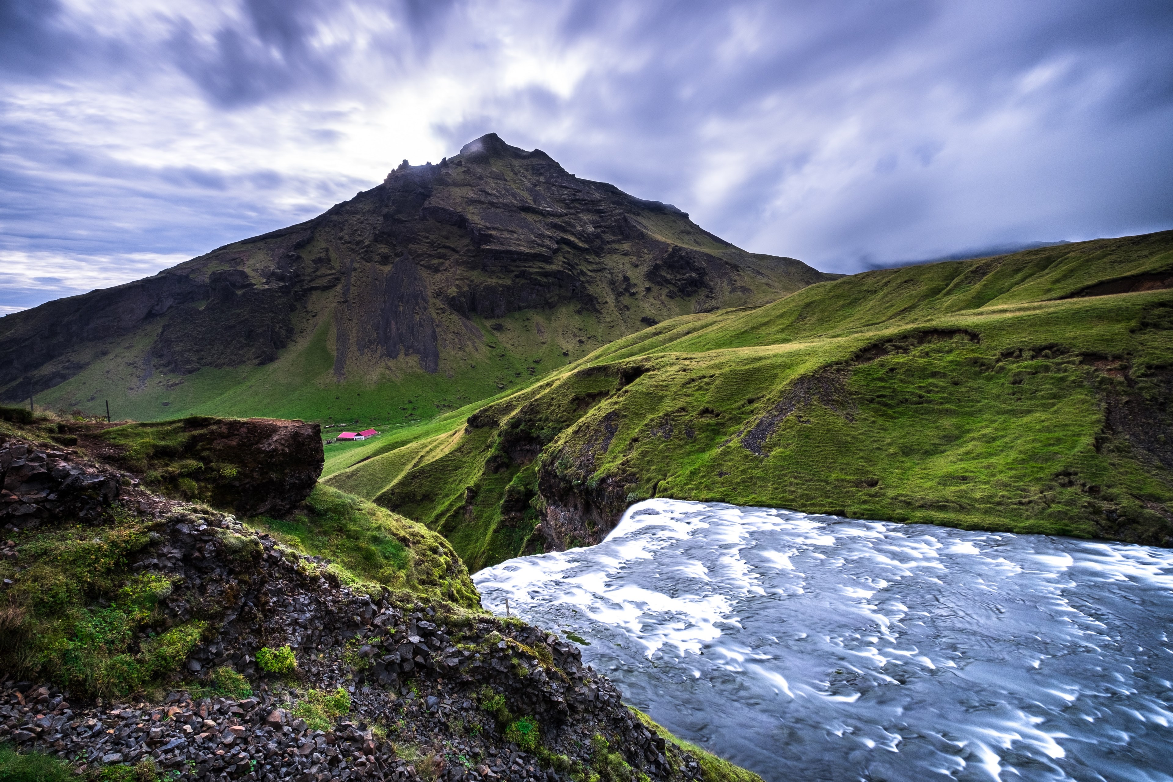 mountain waterfall river and natural 4k, HD Wallpaper