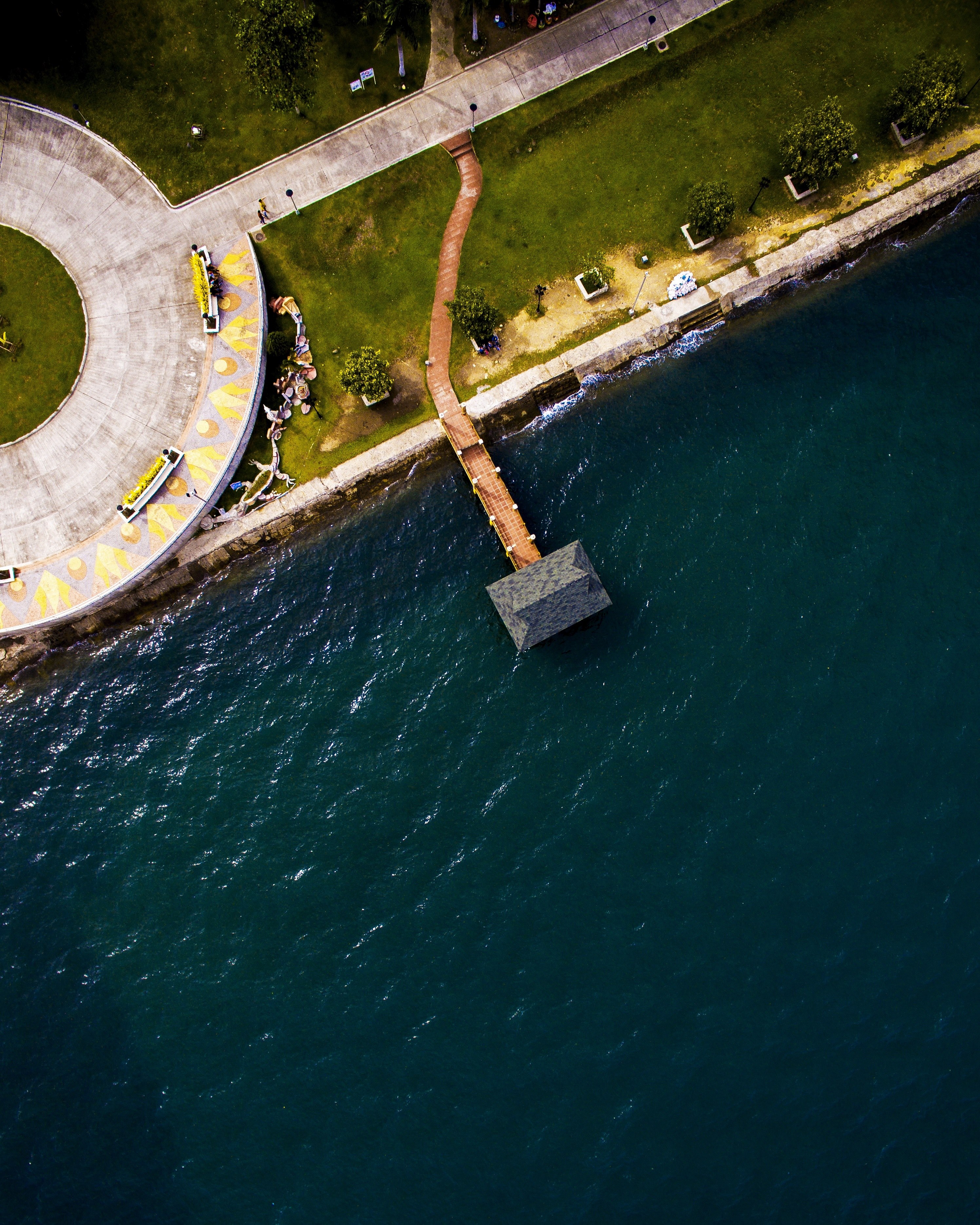 aerial view jetty pier and sea hd, 4k, Phone HD Wallpaper