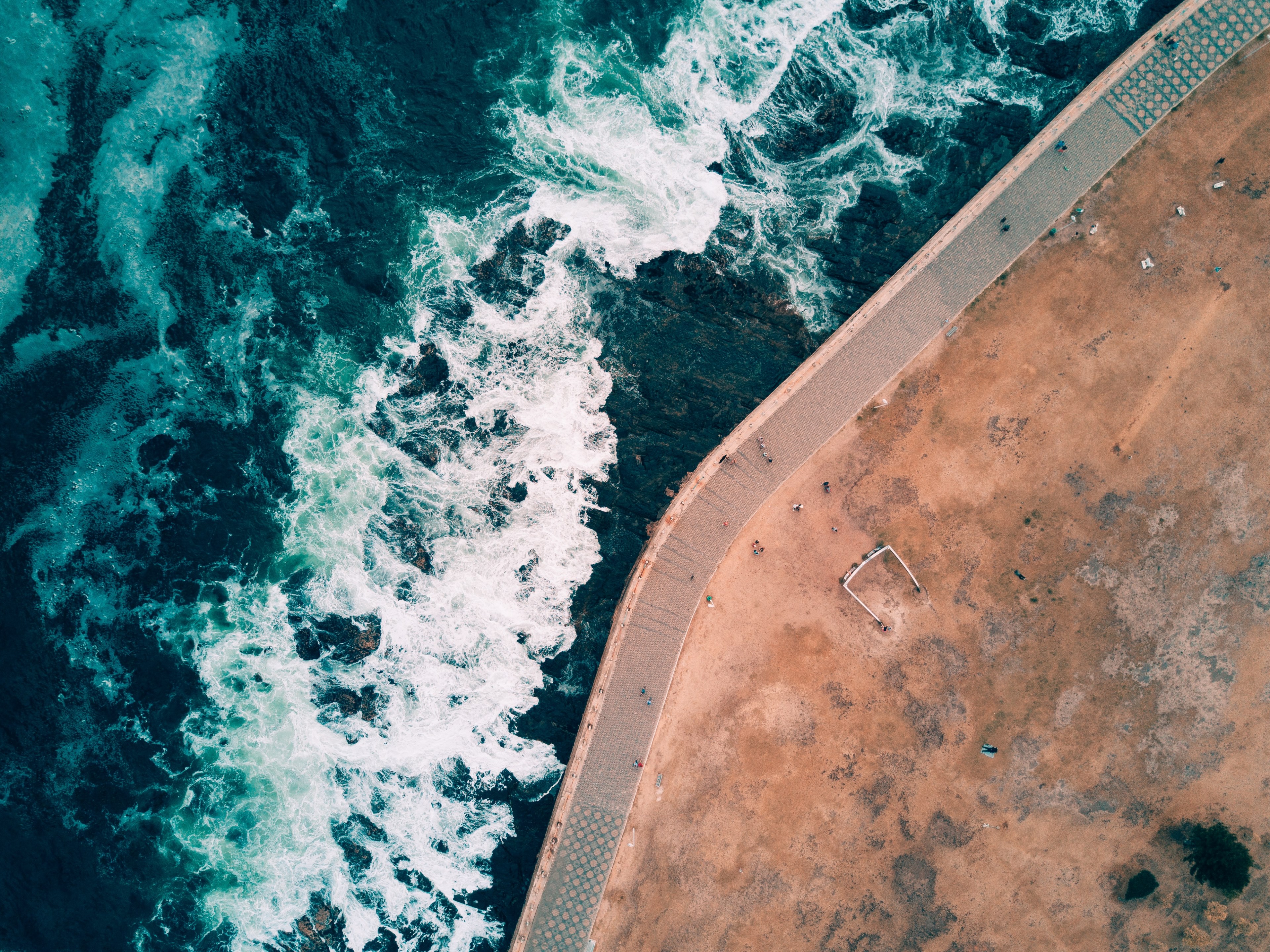 drone view aerial view wave and boardwalk 4k, HD Wallpaper