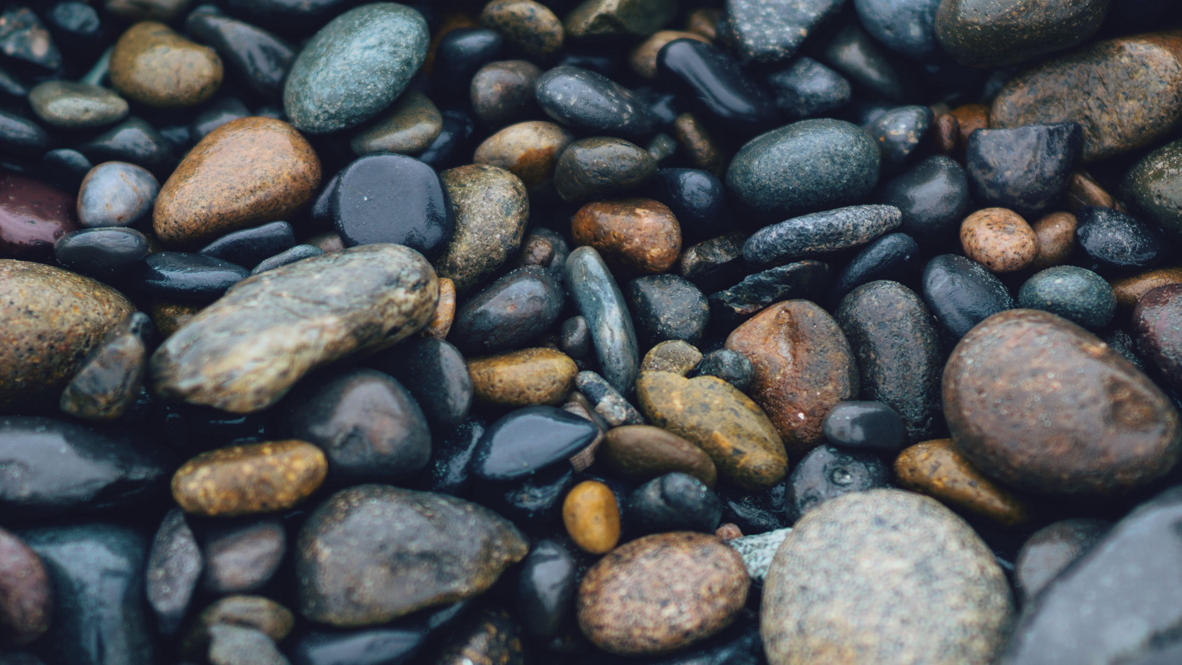 stones, sea, surface, smooth, 4k, HD Wallpaper