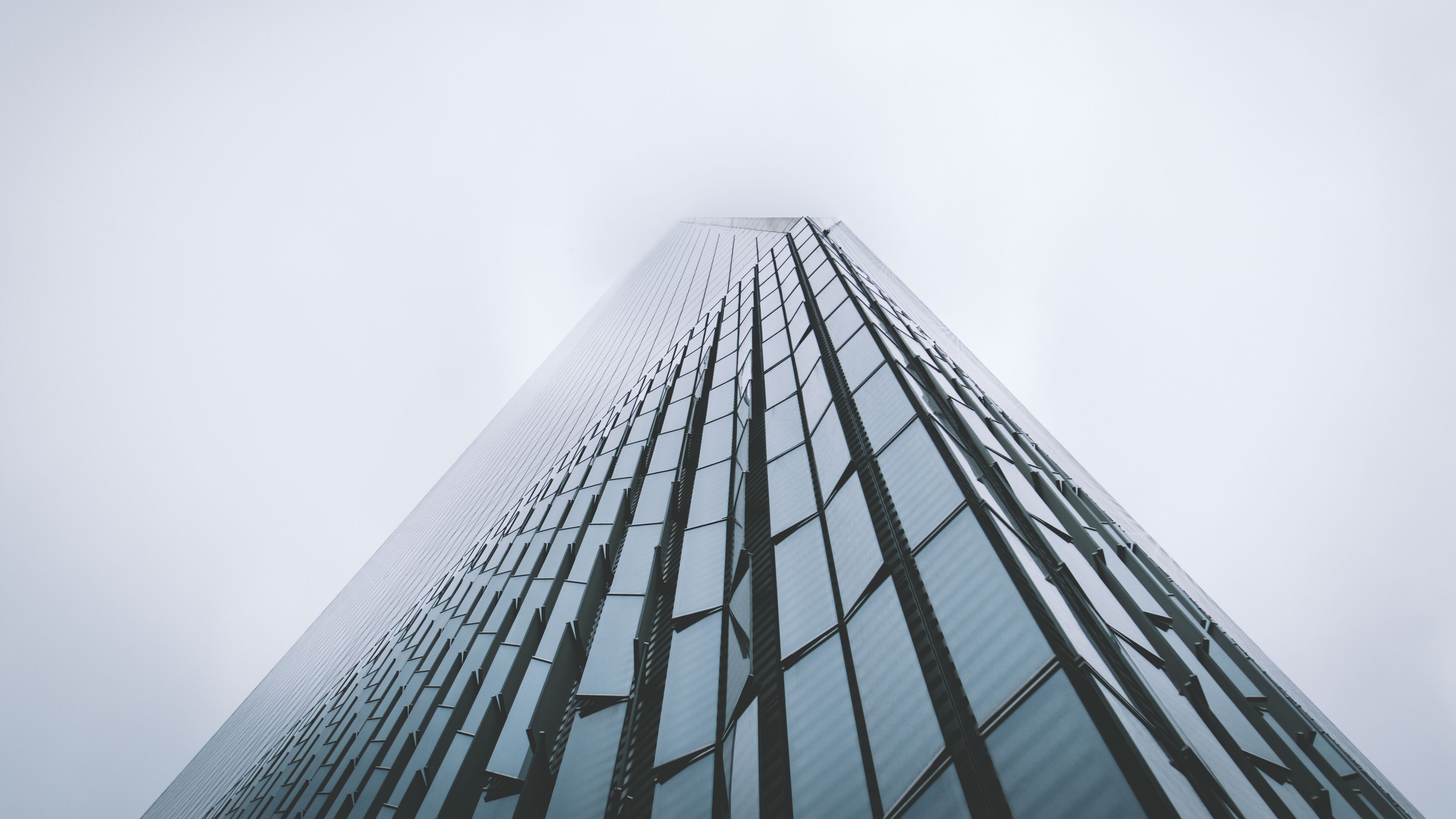skyscraper, building, fog, 4k, HD Wallpaper