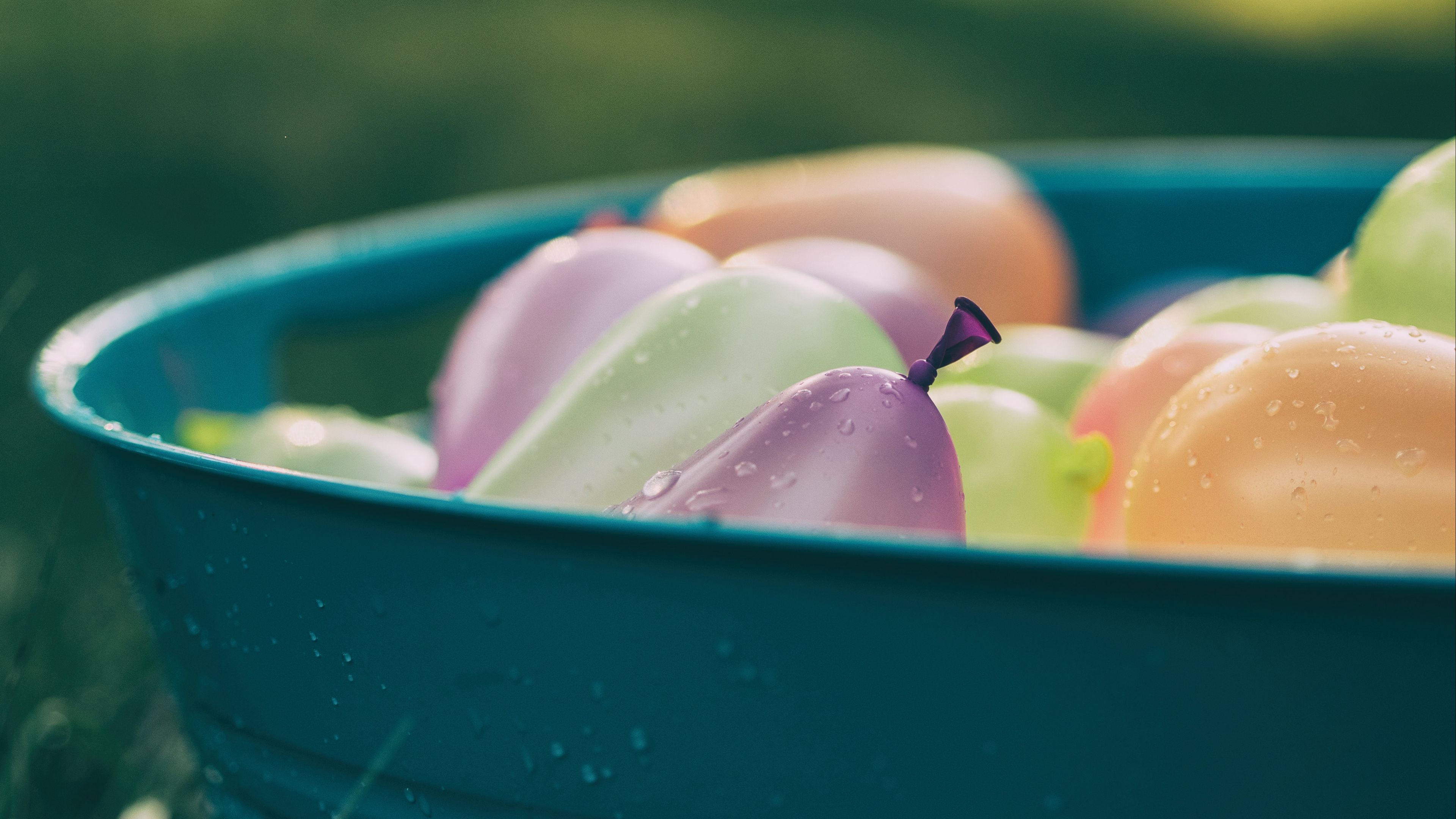balloons, container, water, 4k, HD Wallpaper