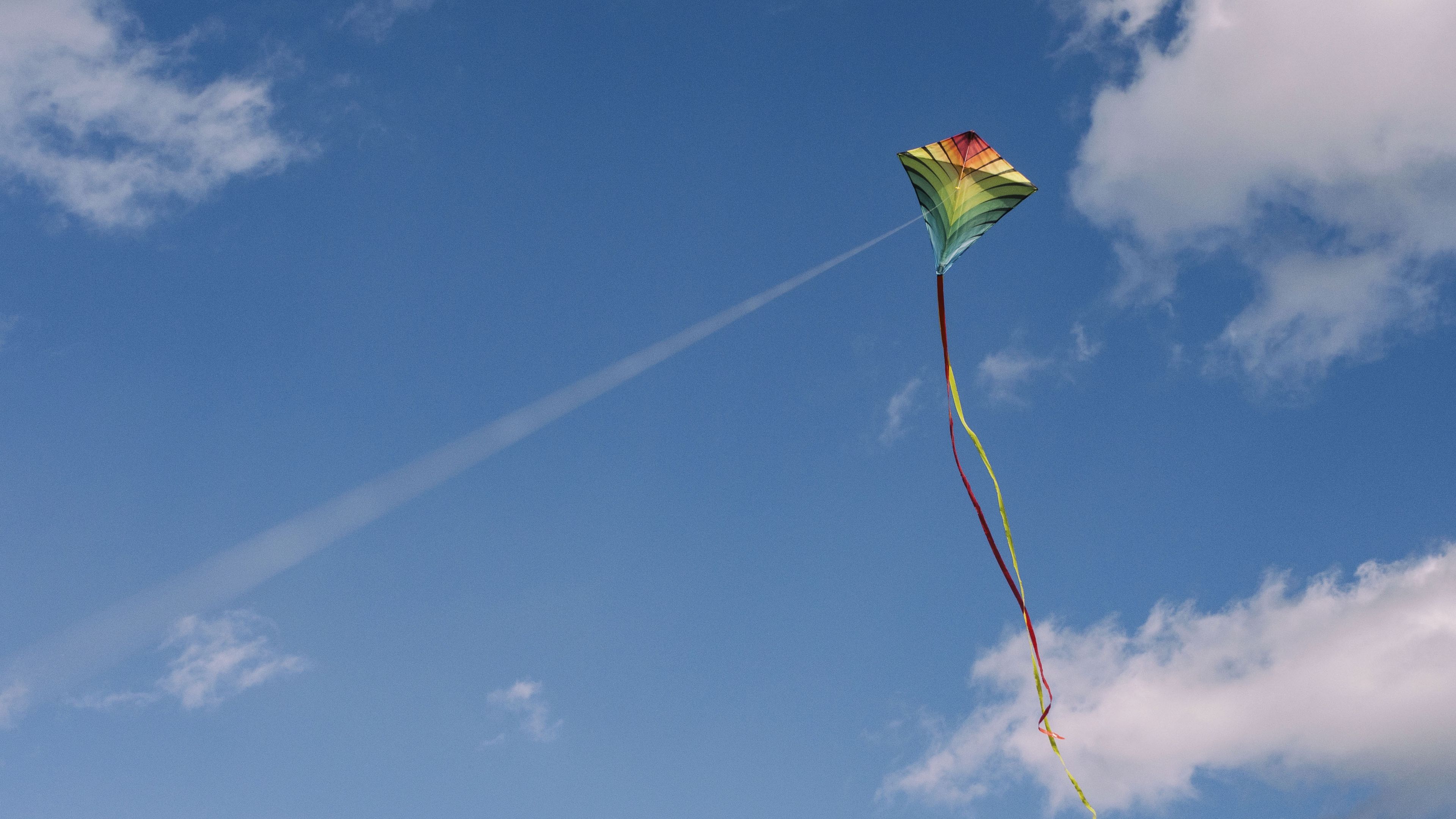 kite, sky, clouds, 4k, HD Wallpaper