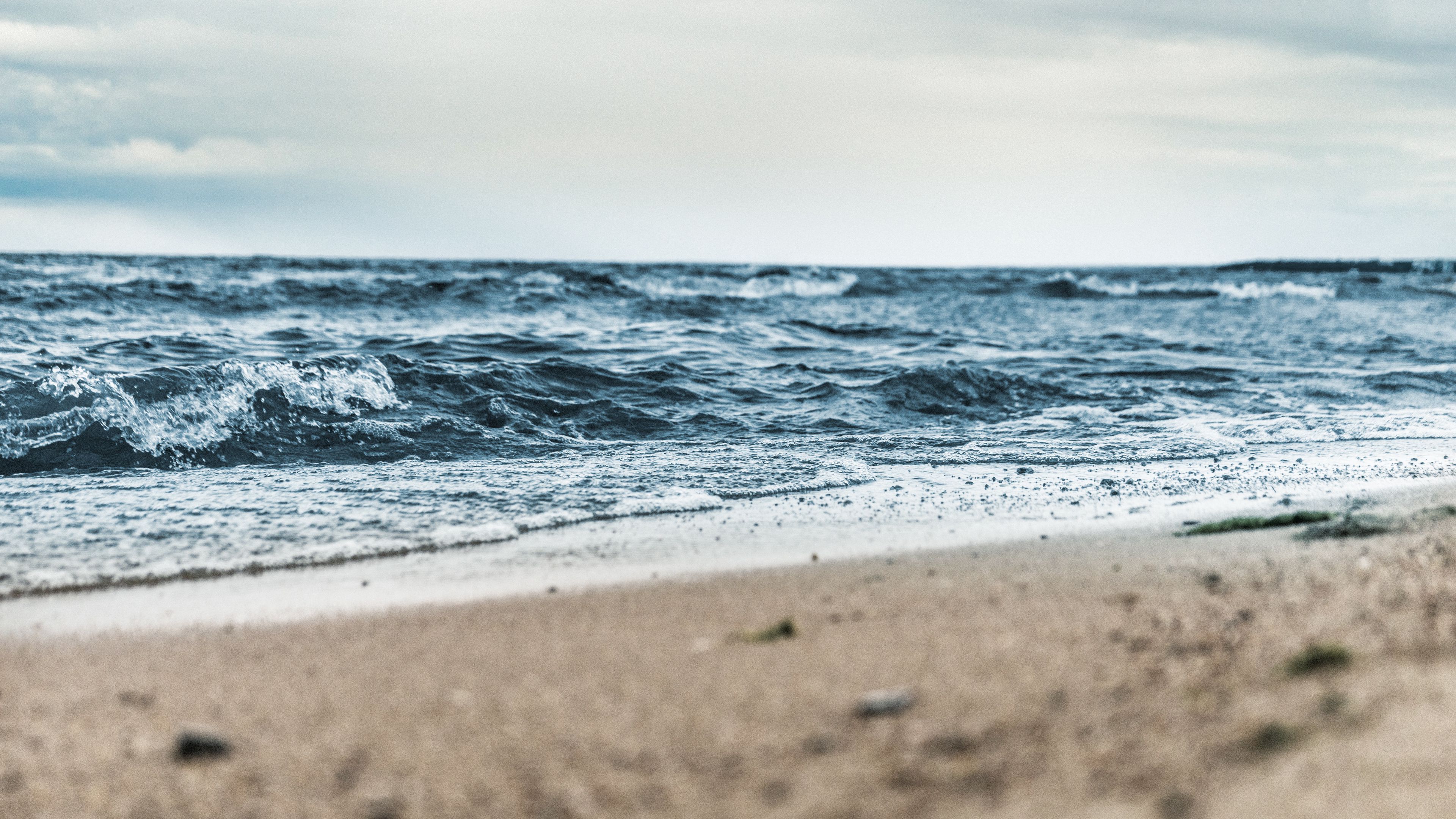 sea, sand, shore, 4k, HD Wallpaper