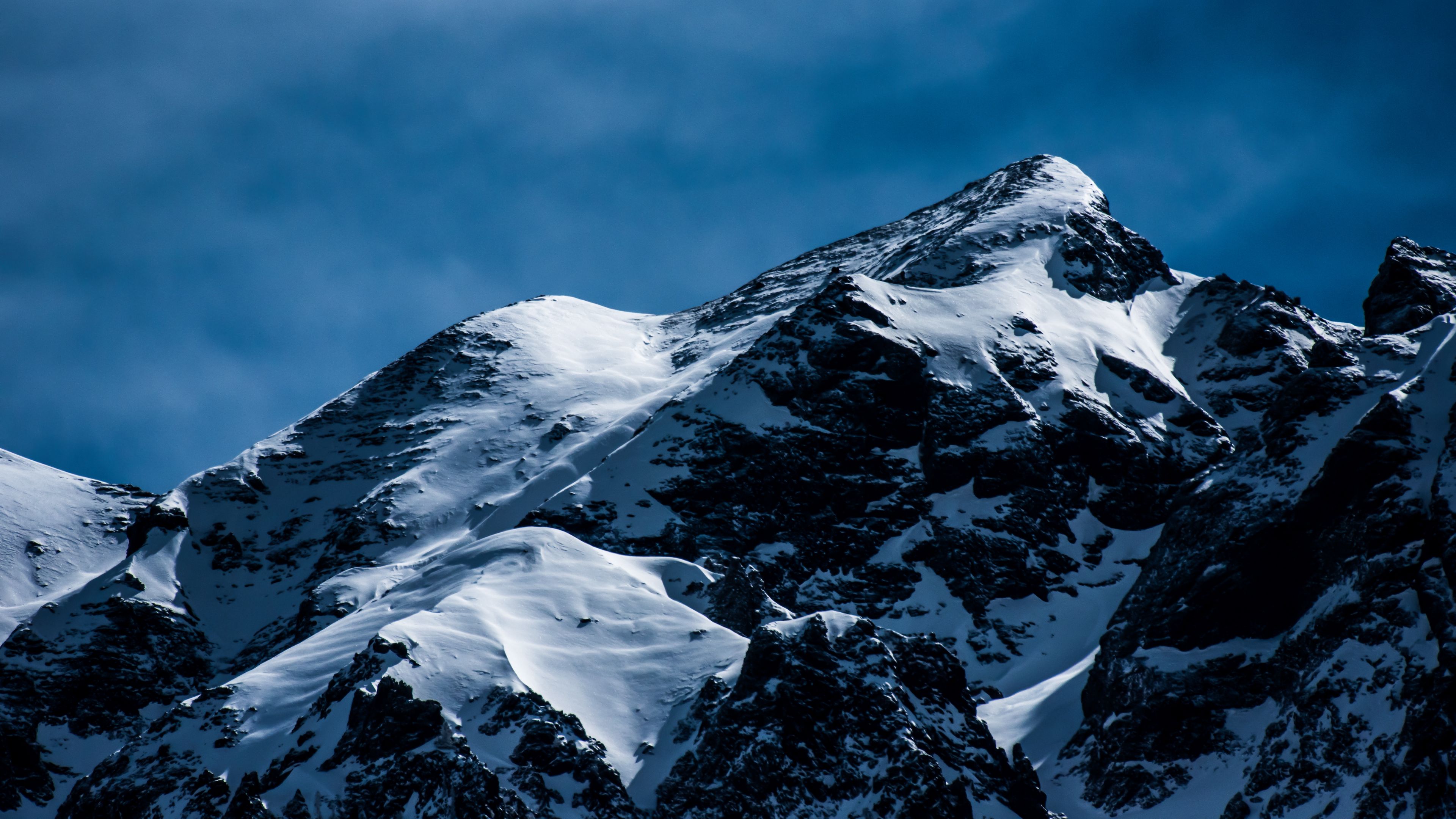 mountains, snow, peaks, 4k, HD Wallpaper