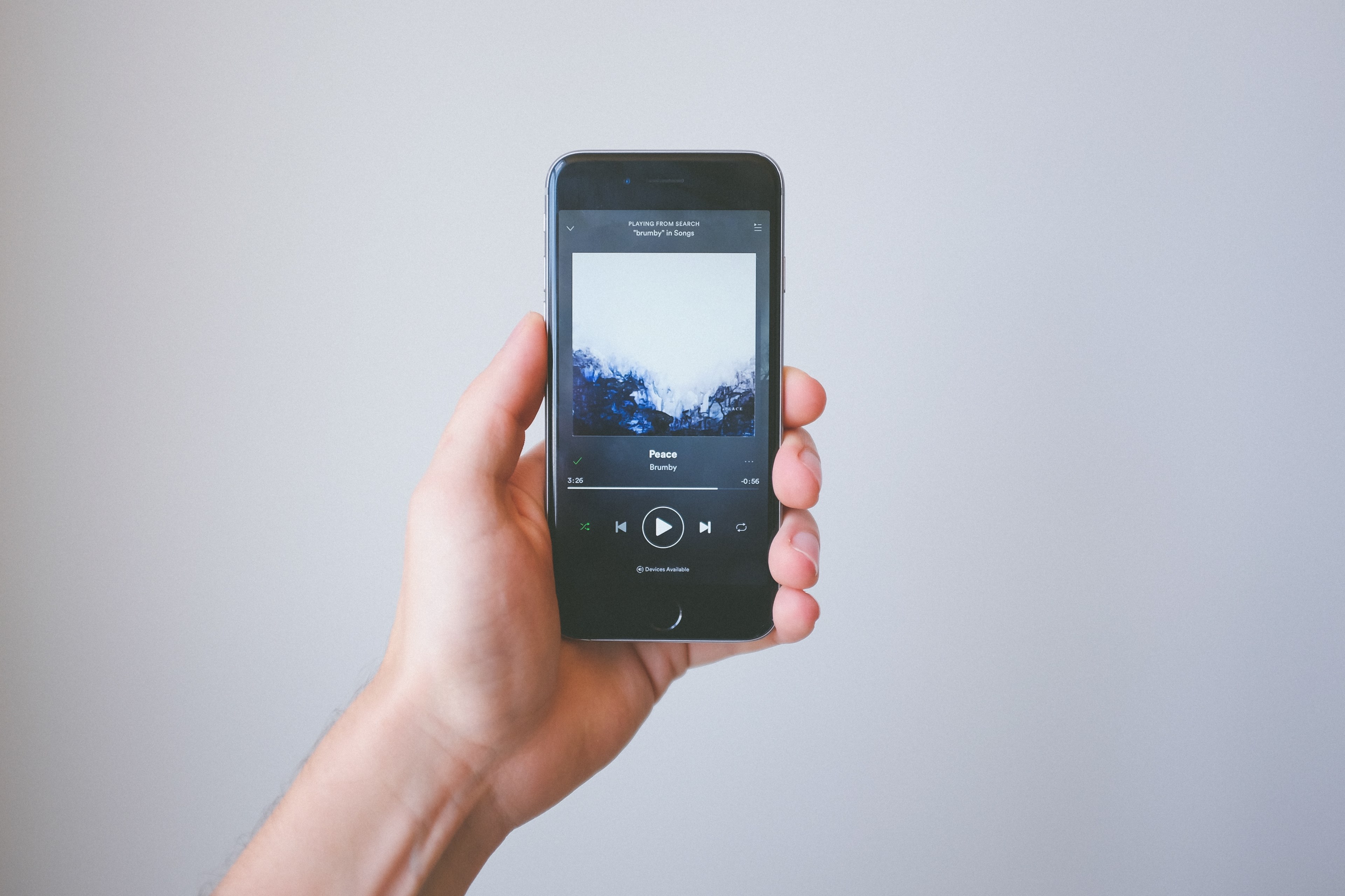 smartphone held in hand displays spotify music application, spotify on smartphone 4k, HD Wallpaper