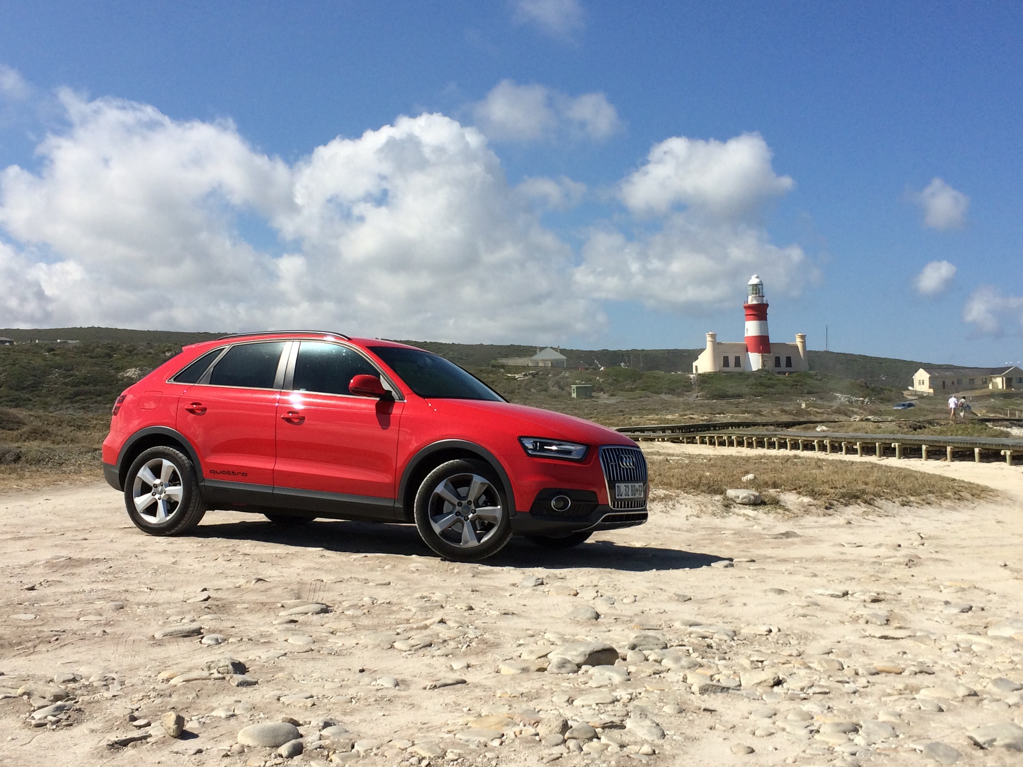 cape town lighthouse cape agulha and audi q3 4k, HD Wallpaper