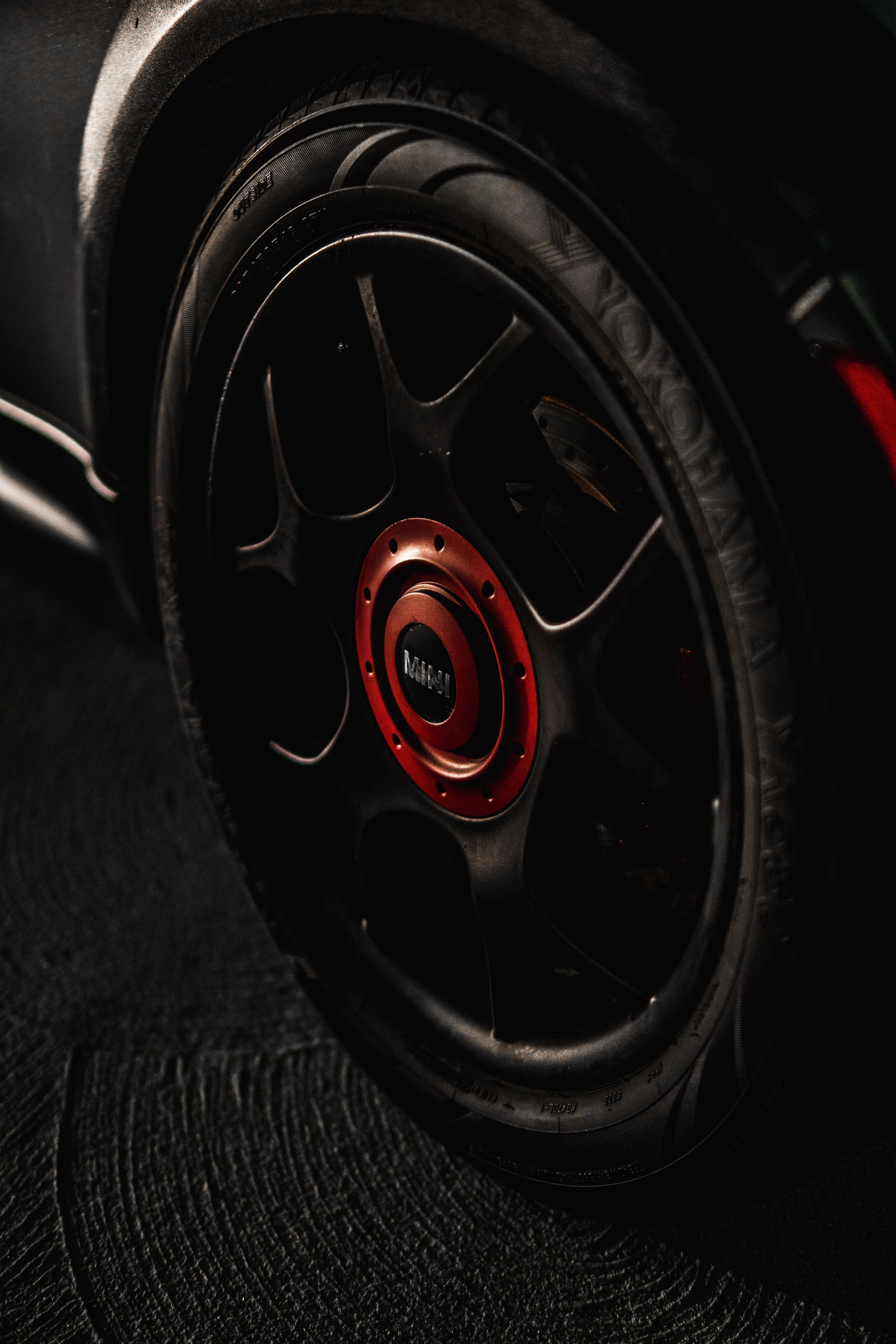 tyre wheel red and road hd, 4k, Phone HD Wallpaper