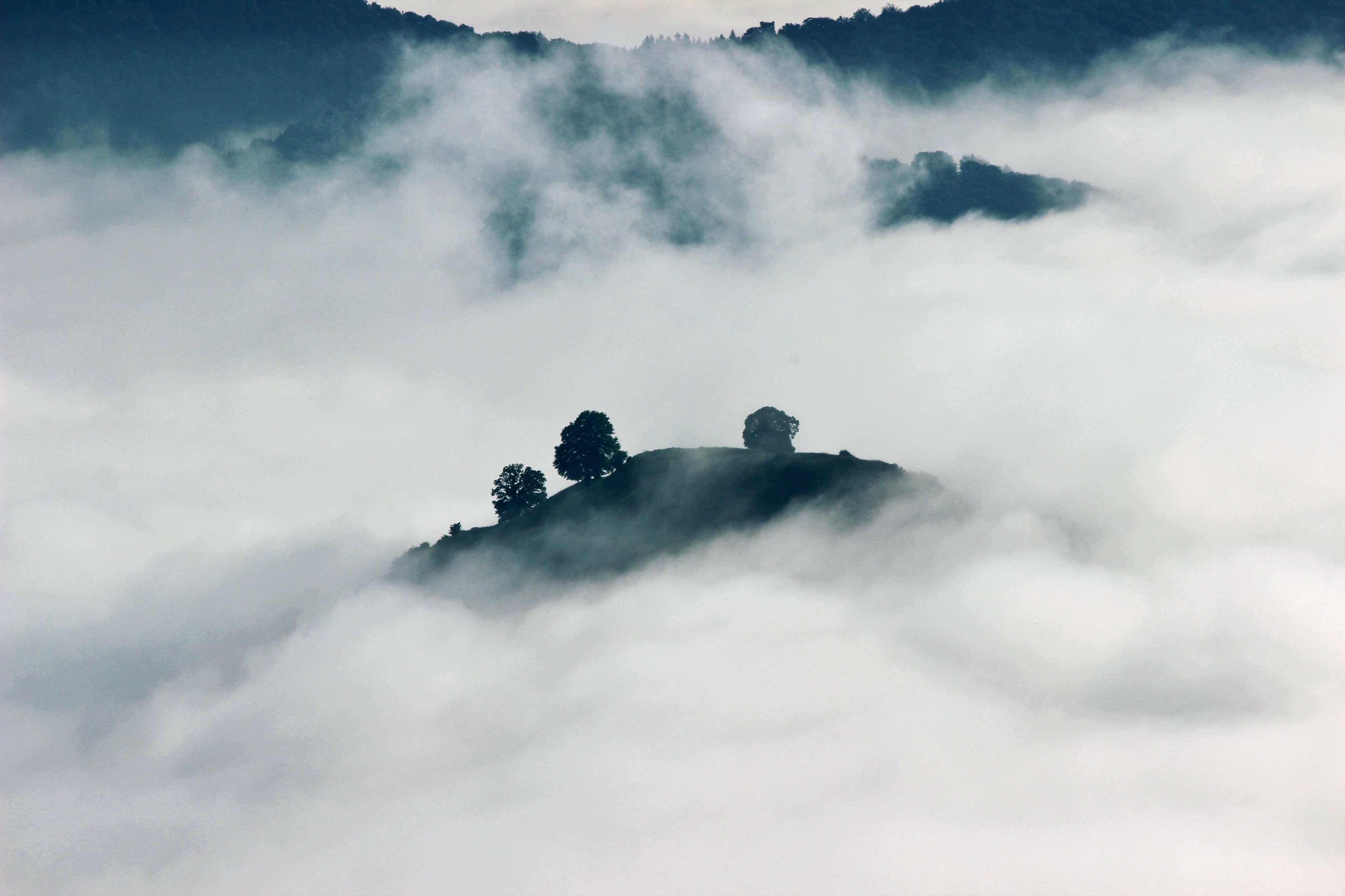clouds roll over hillsides in germany, foggy landscapes 4k, HD Wallpaper