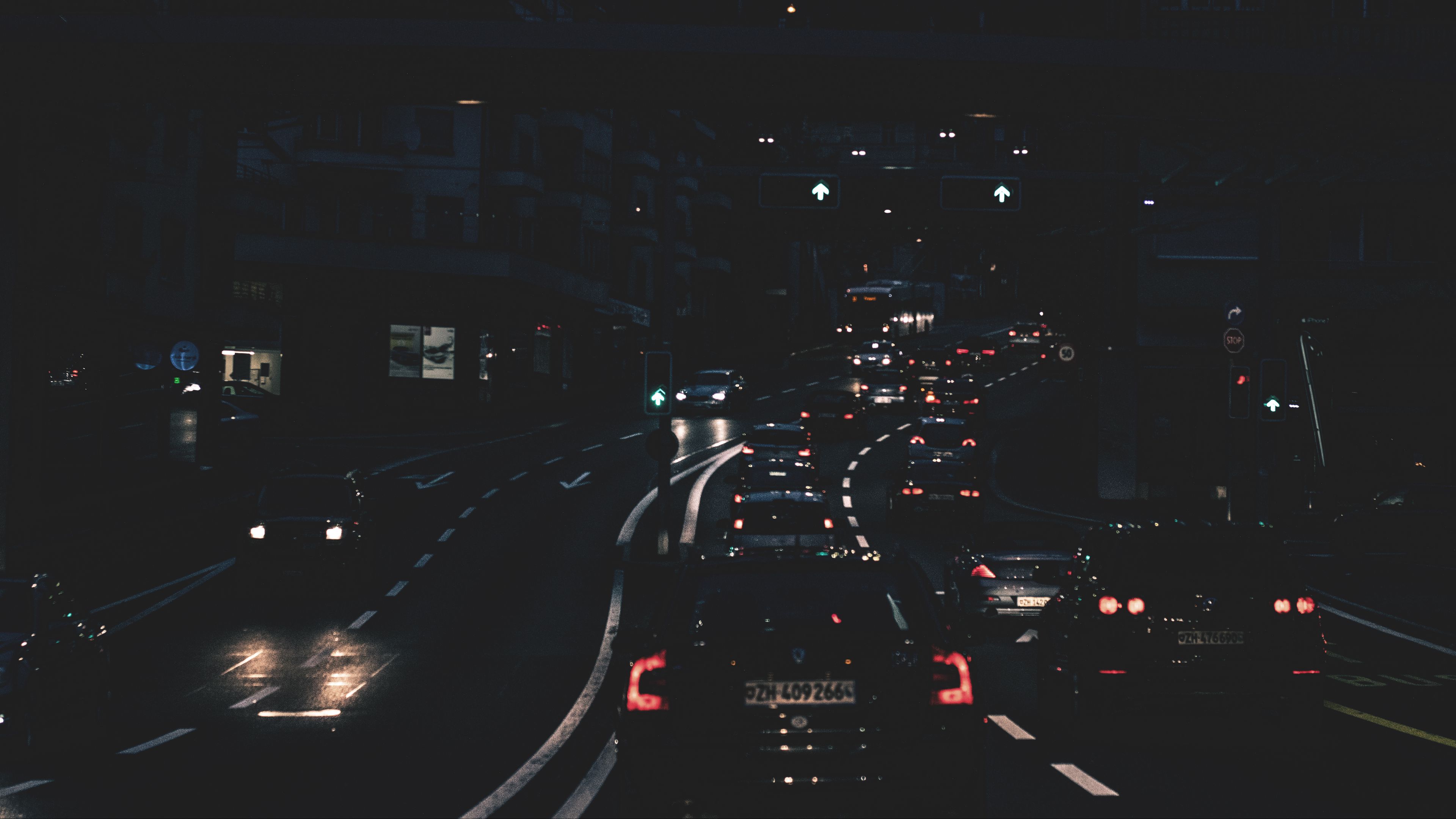night city, city lights, cars, traffic, street, 4k, HD Wallpaper