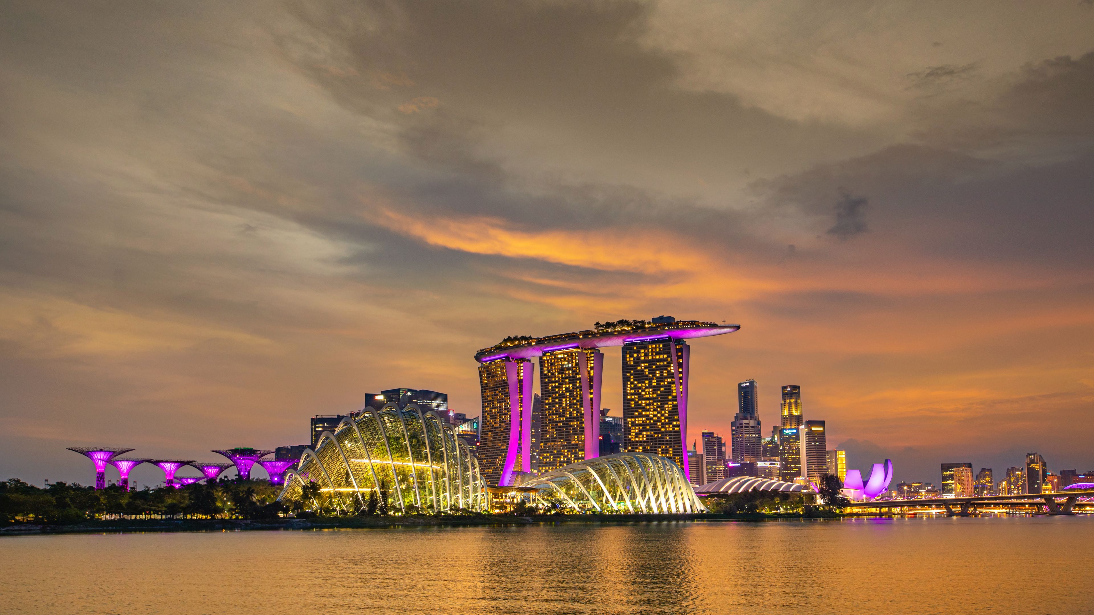 architecture, modern, building, glow, 4k, HD Wallpaper