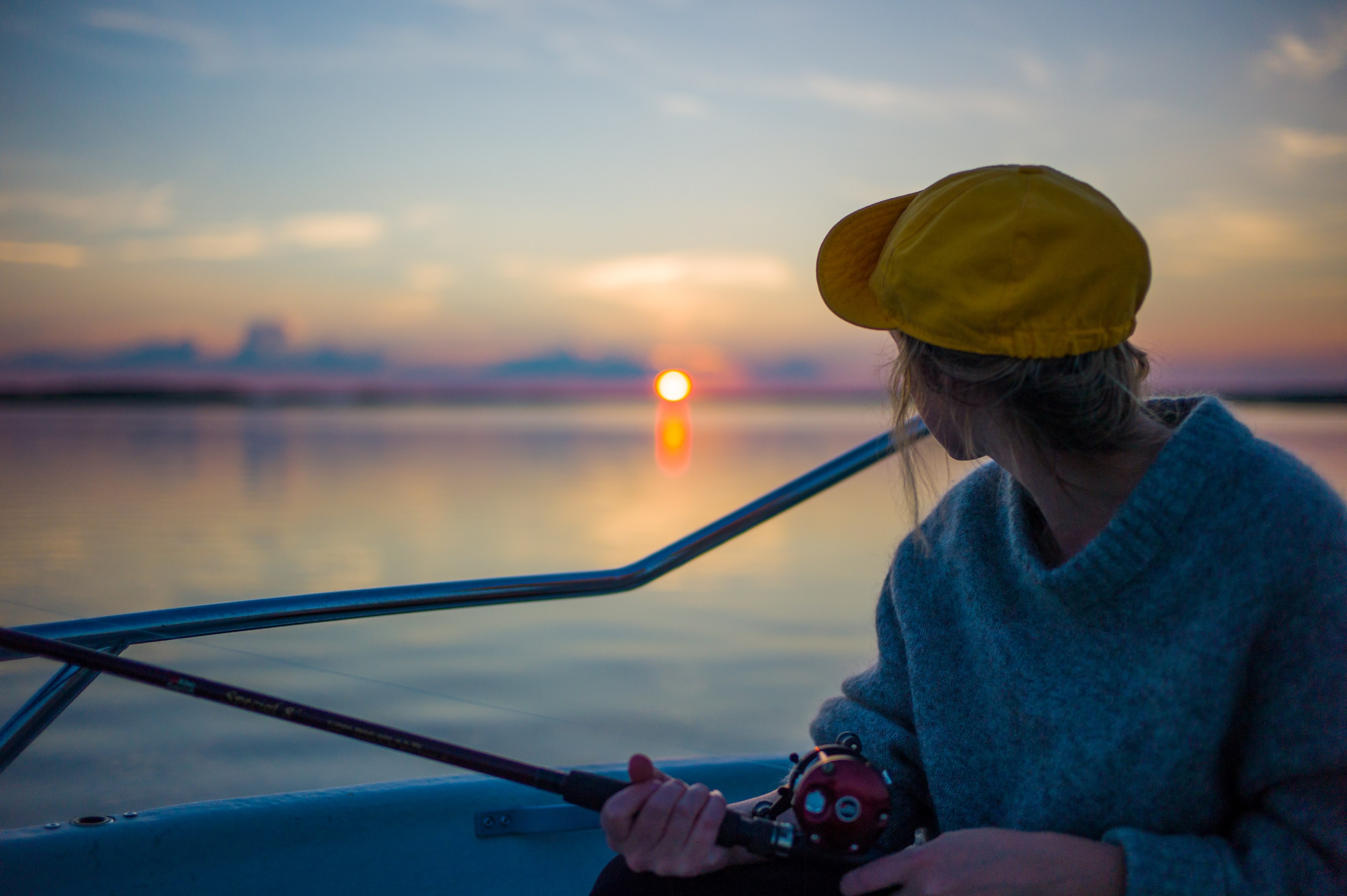 fishing rod person and sunrise 4k, HD Wallpaper