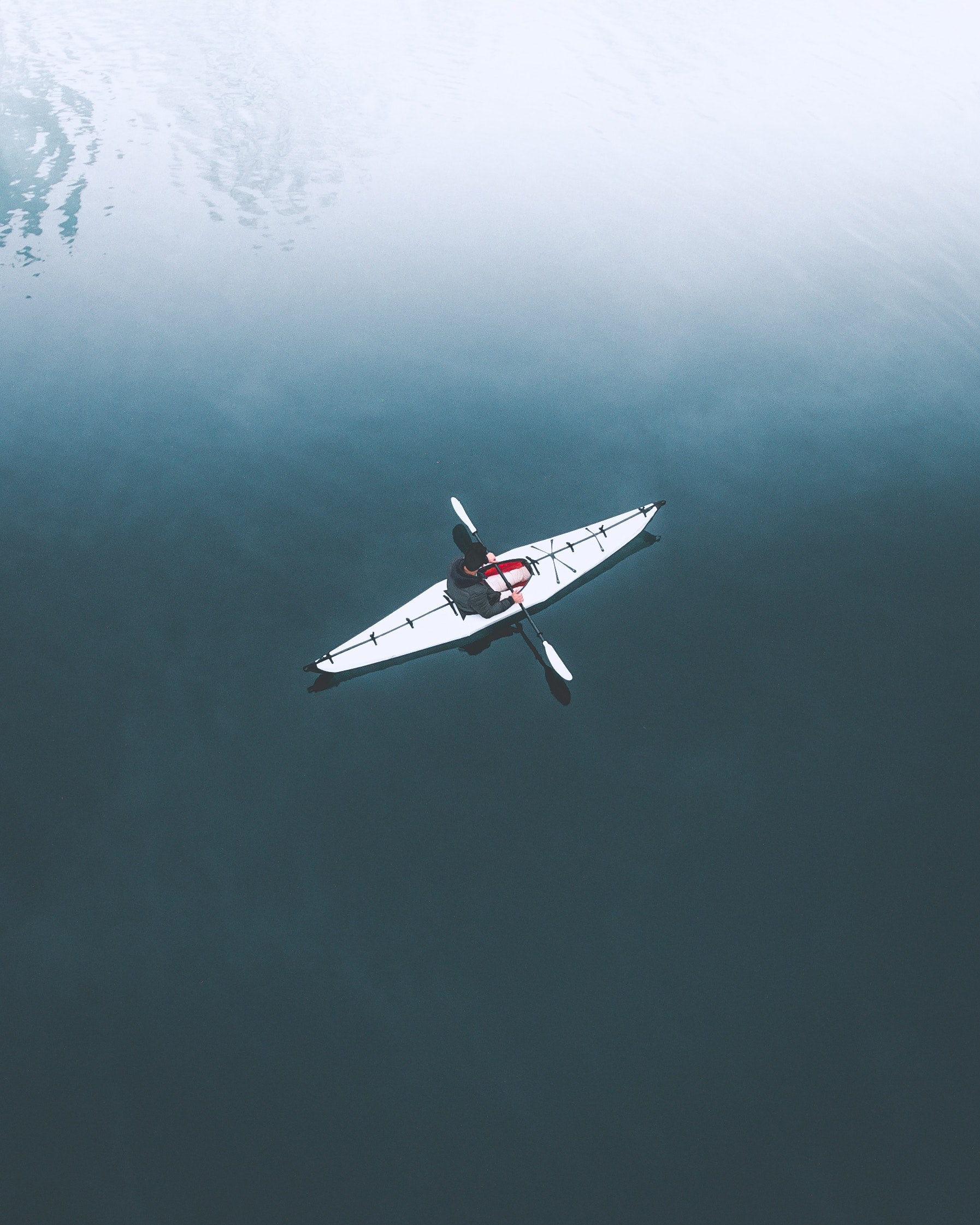drone shot of a lone kayaker in the water, _early morning adventure 4k, Phone HD Wallpaper
