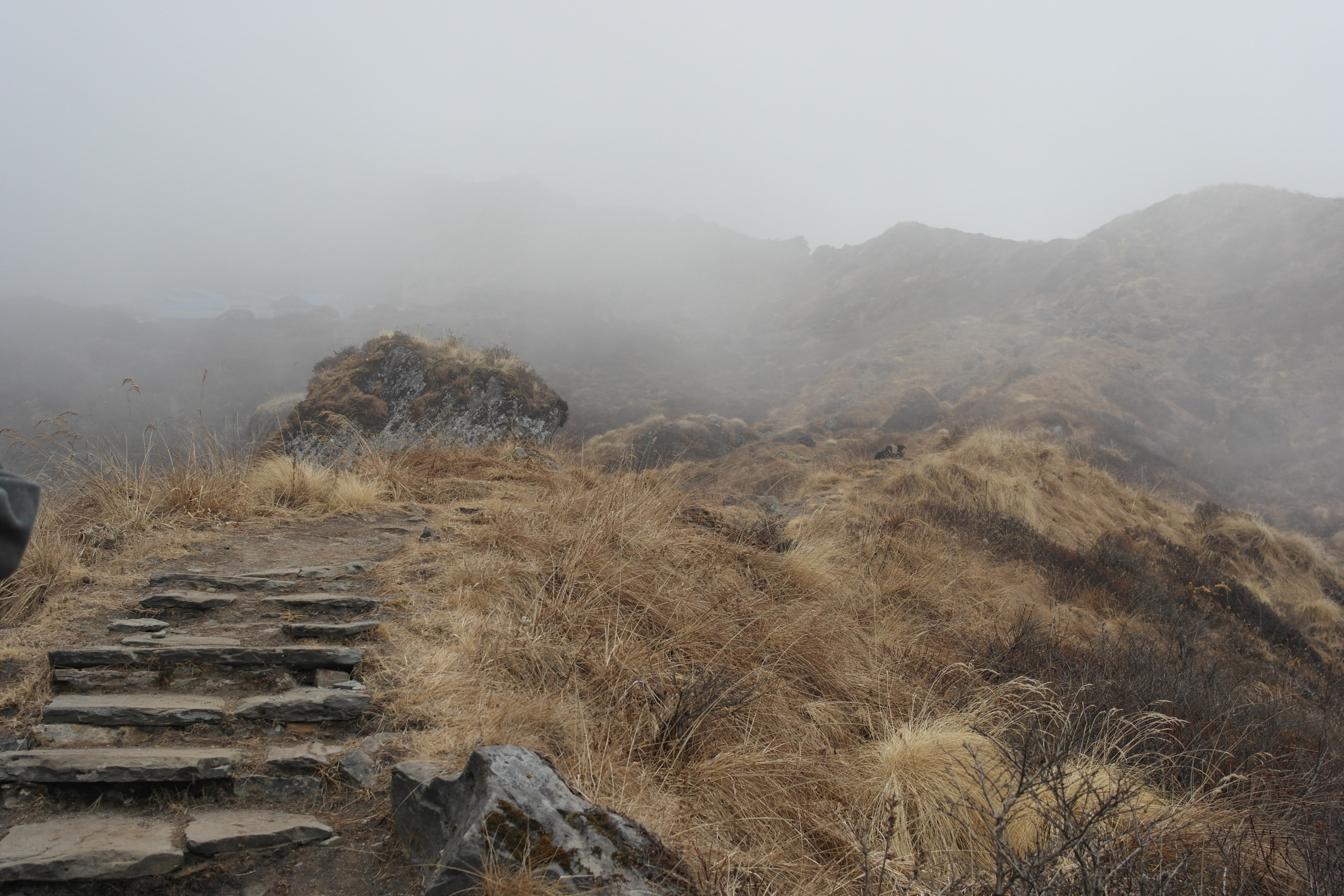 nepal step mountain and fog 4k, HD Wallpaper
