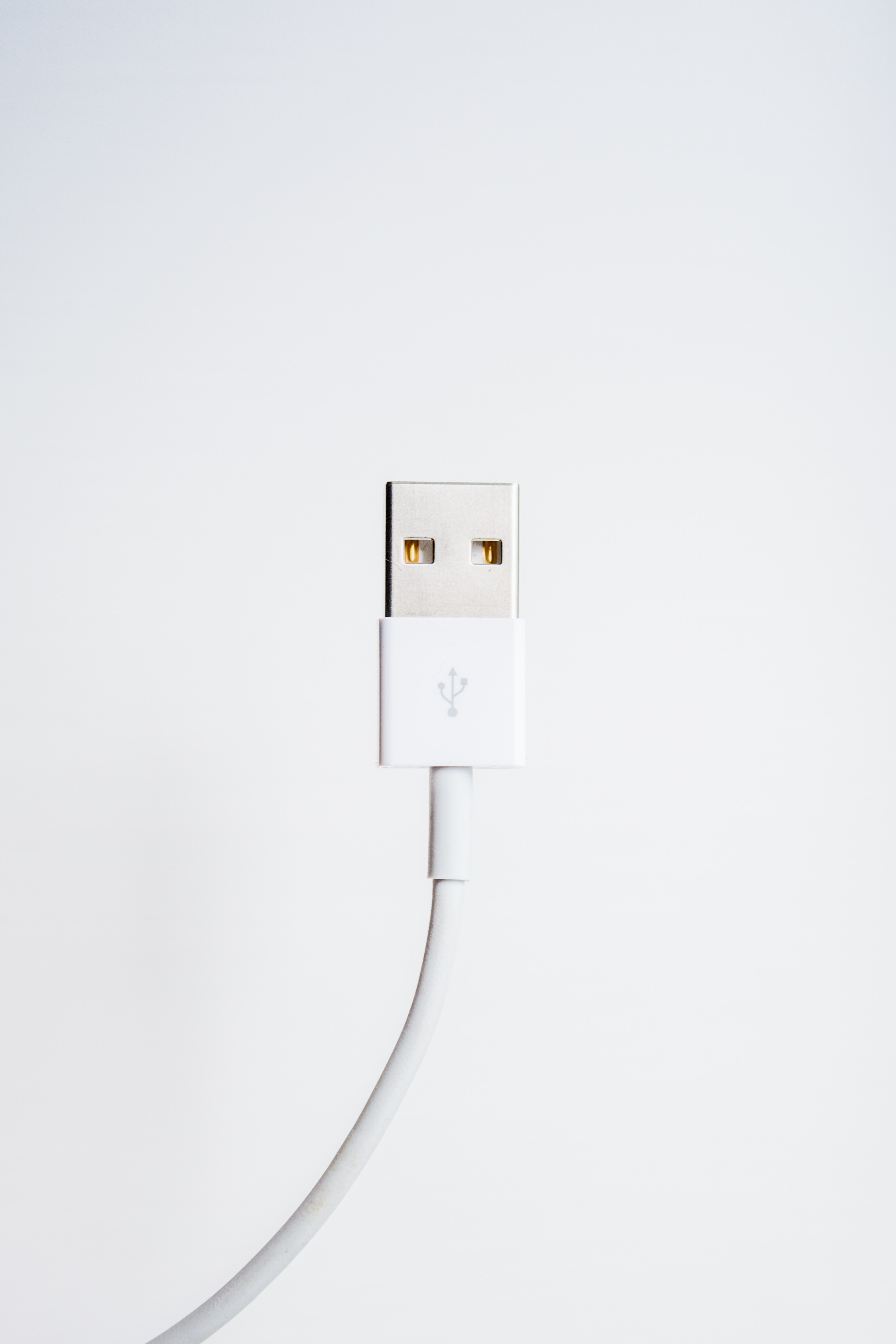 a white cable with an usb connector, white usb cable 4k, Phone HD Wallpaper