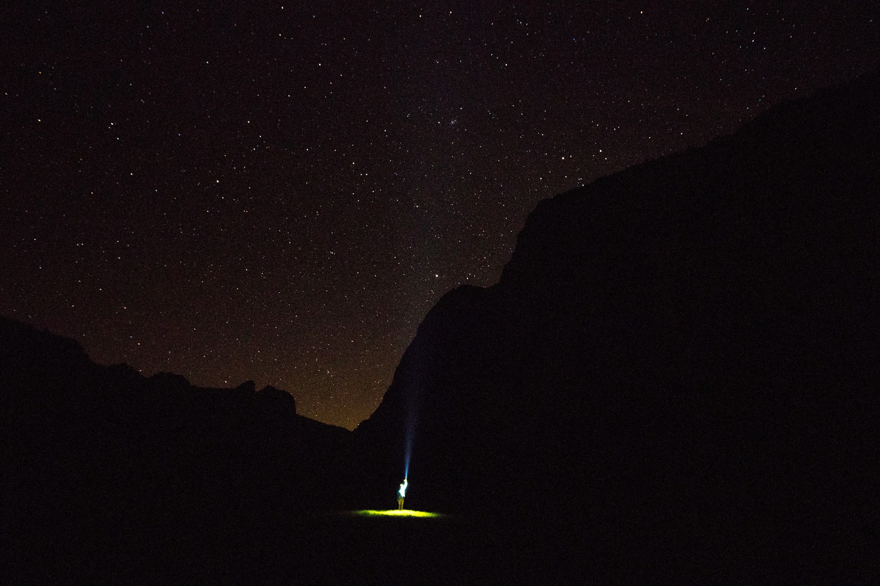 eerie spotlight on a person in a dark field on a starry night, alien abduction 4k, HD Wallpaper
