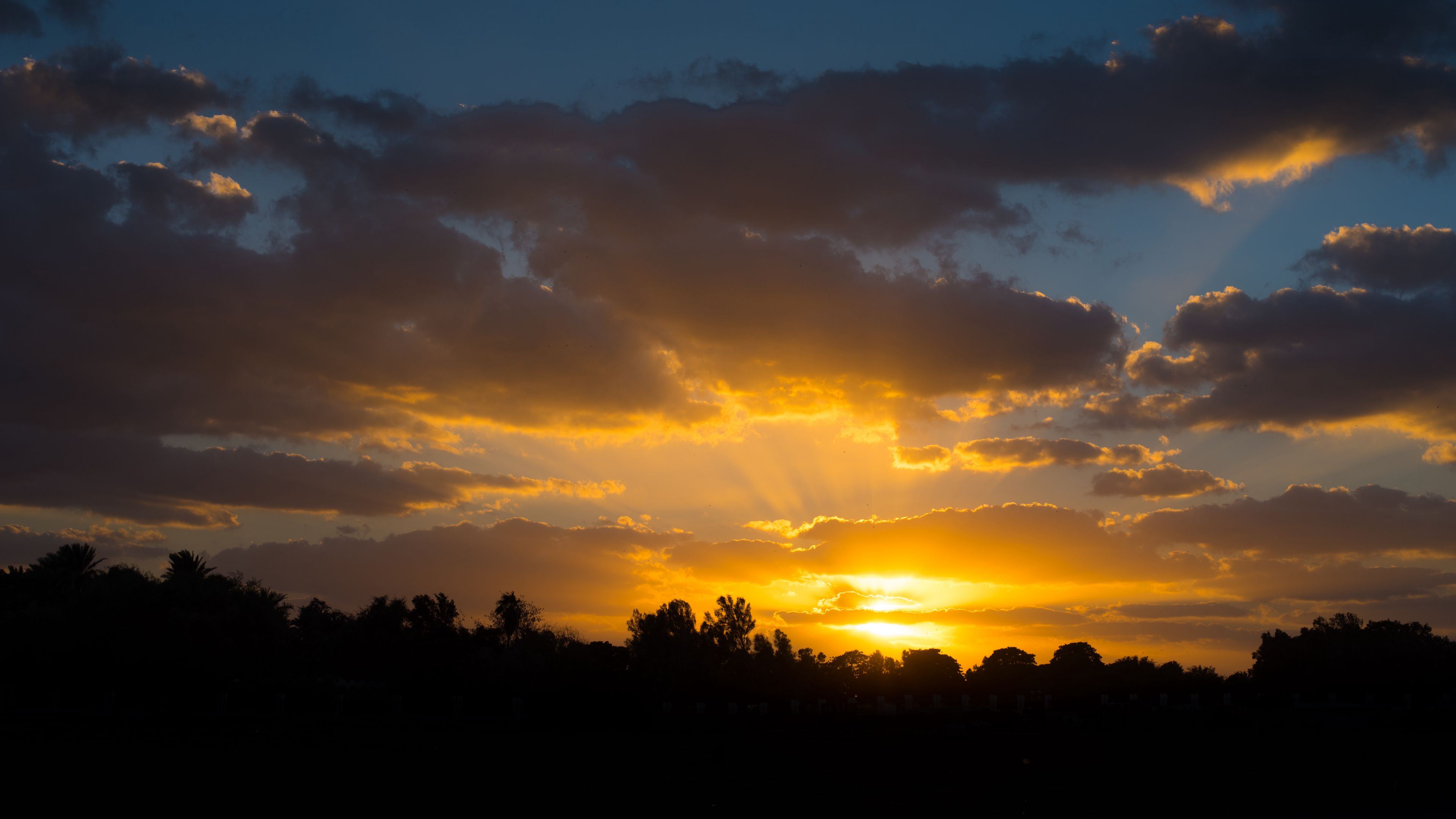 sunset, clouds, sky, 4k, HD Wallpaper
