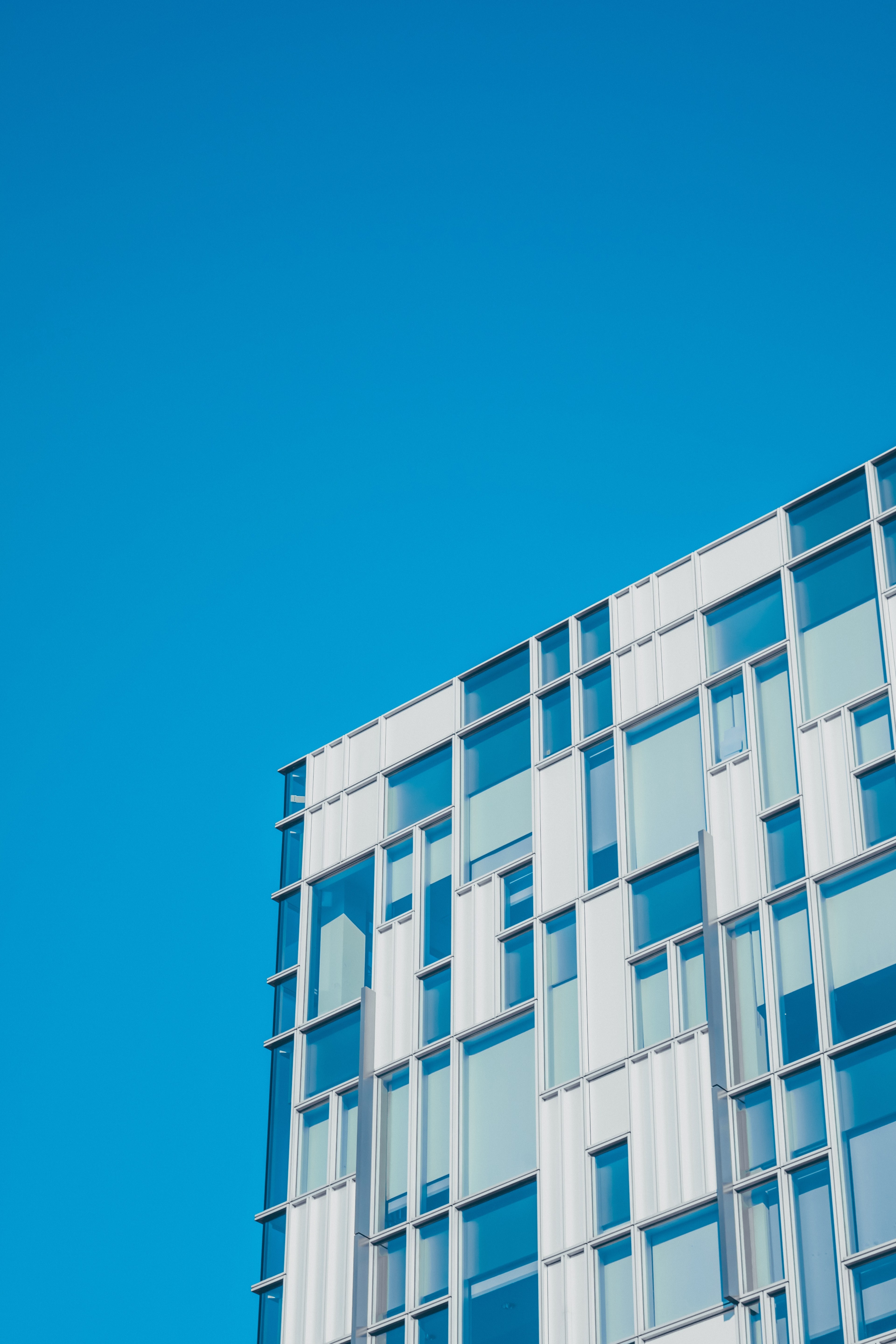 blue geometric building and facade hd, 4k, Phone HD Wallpaper