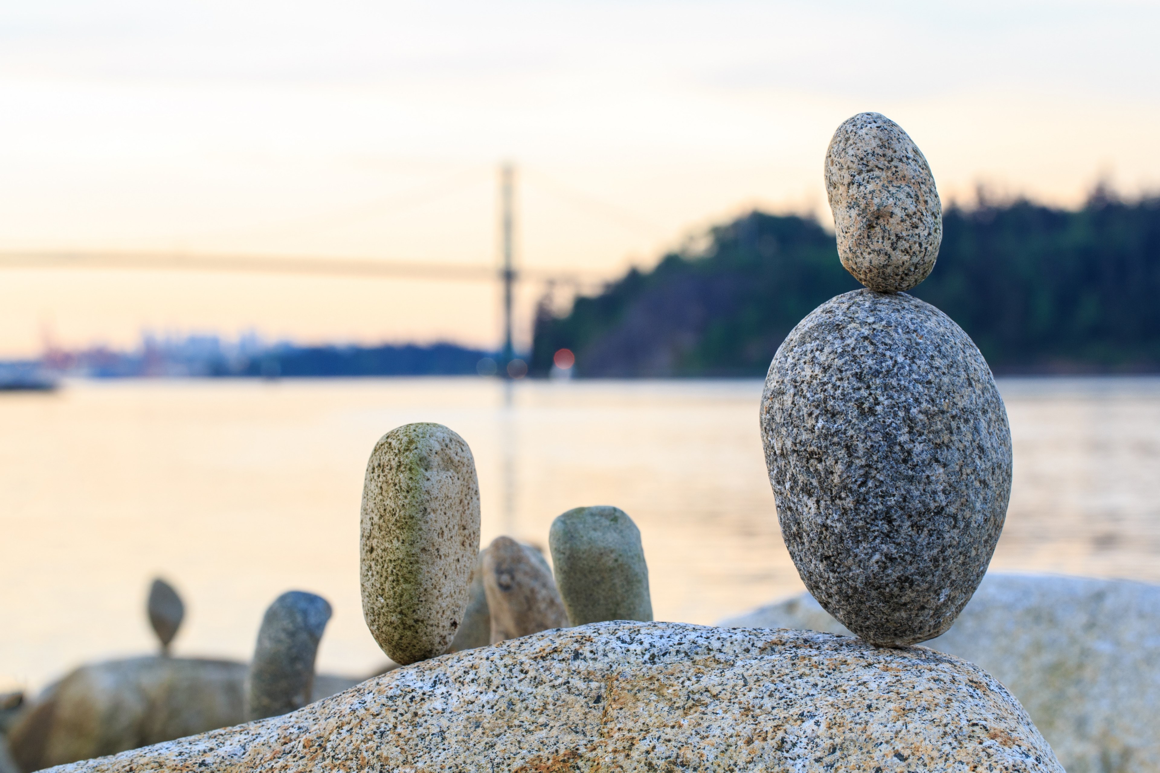 balanced rocks on beach in west vancouver 4k, HD Wallpaper