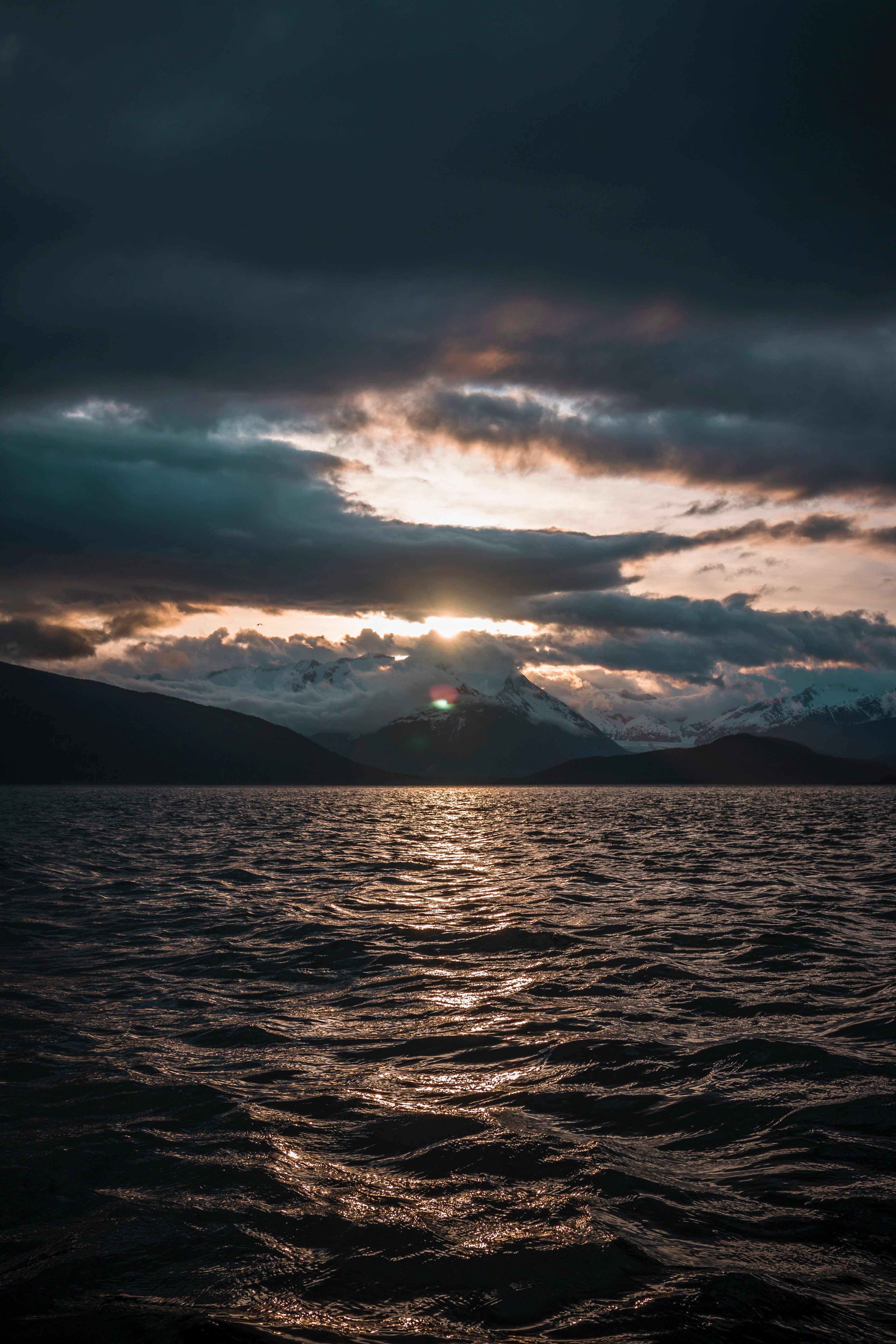 dusk water sunset and ripple hd, 4k, Phone HD Wallpaper