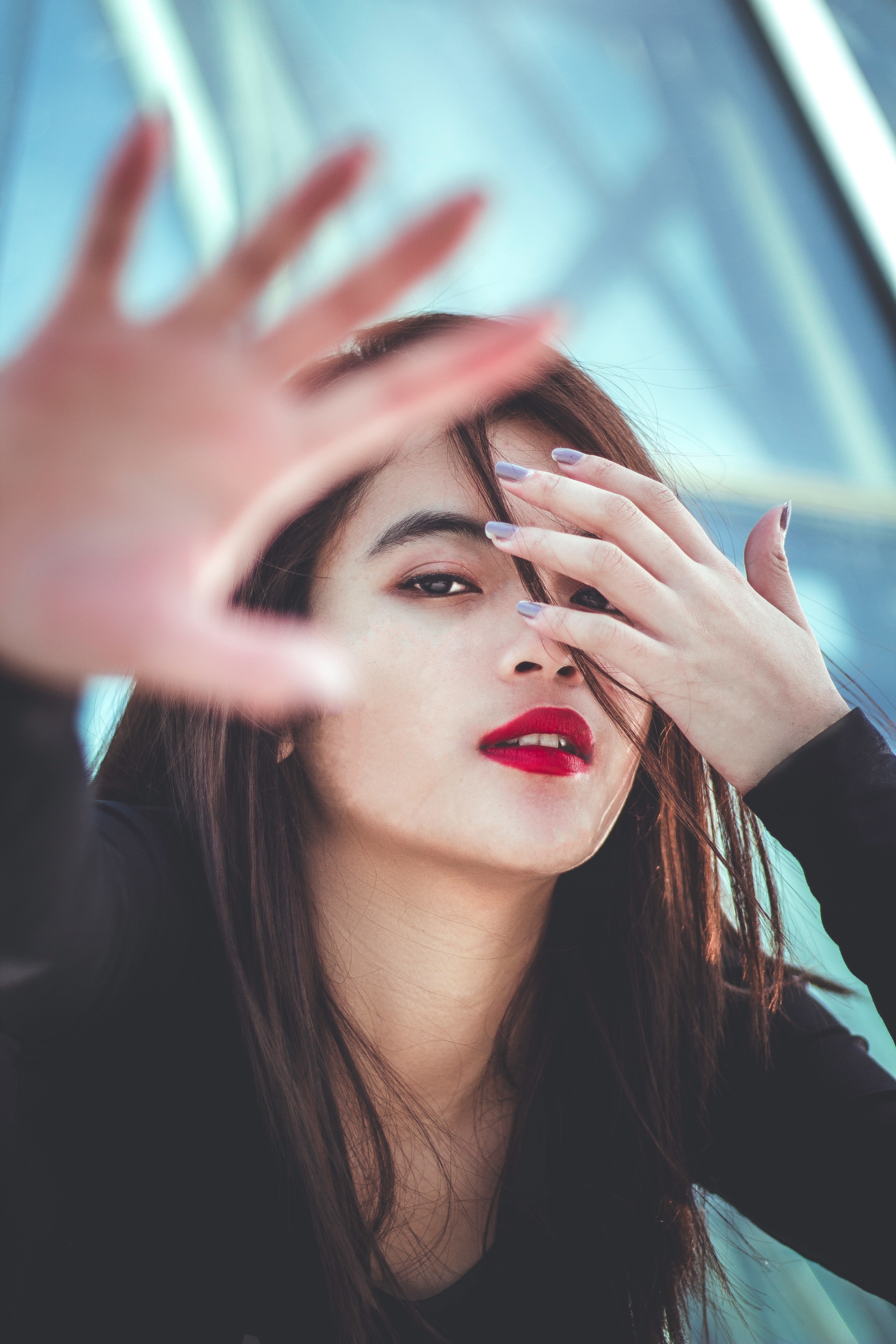 woman female lips and red hd, 4k, Phone HD Wallpaper