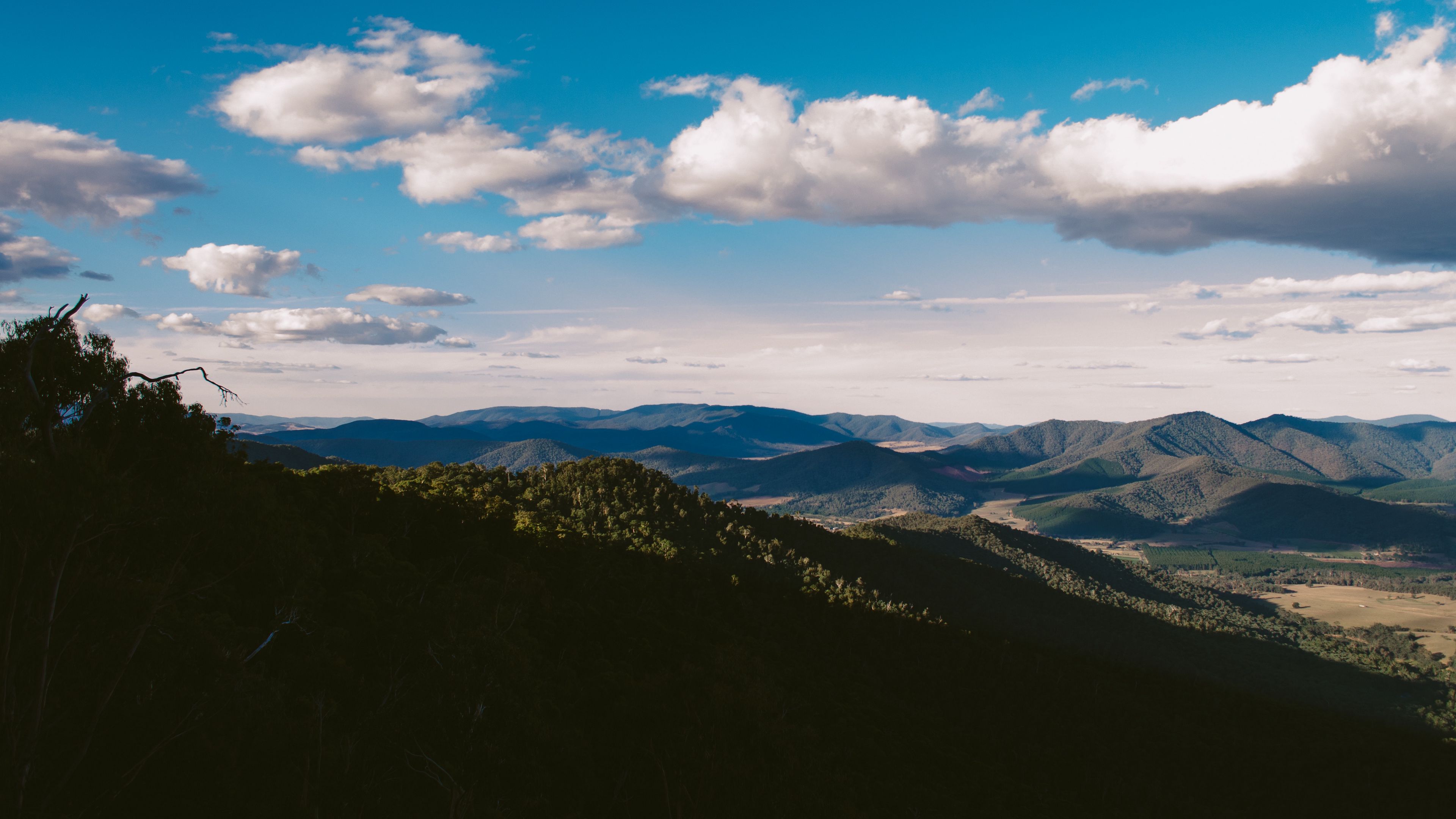 valley, mountains, shadows, clouds, 4k, HD Wallpaper