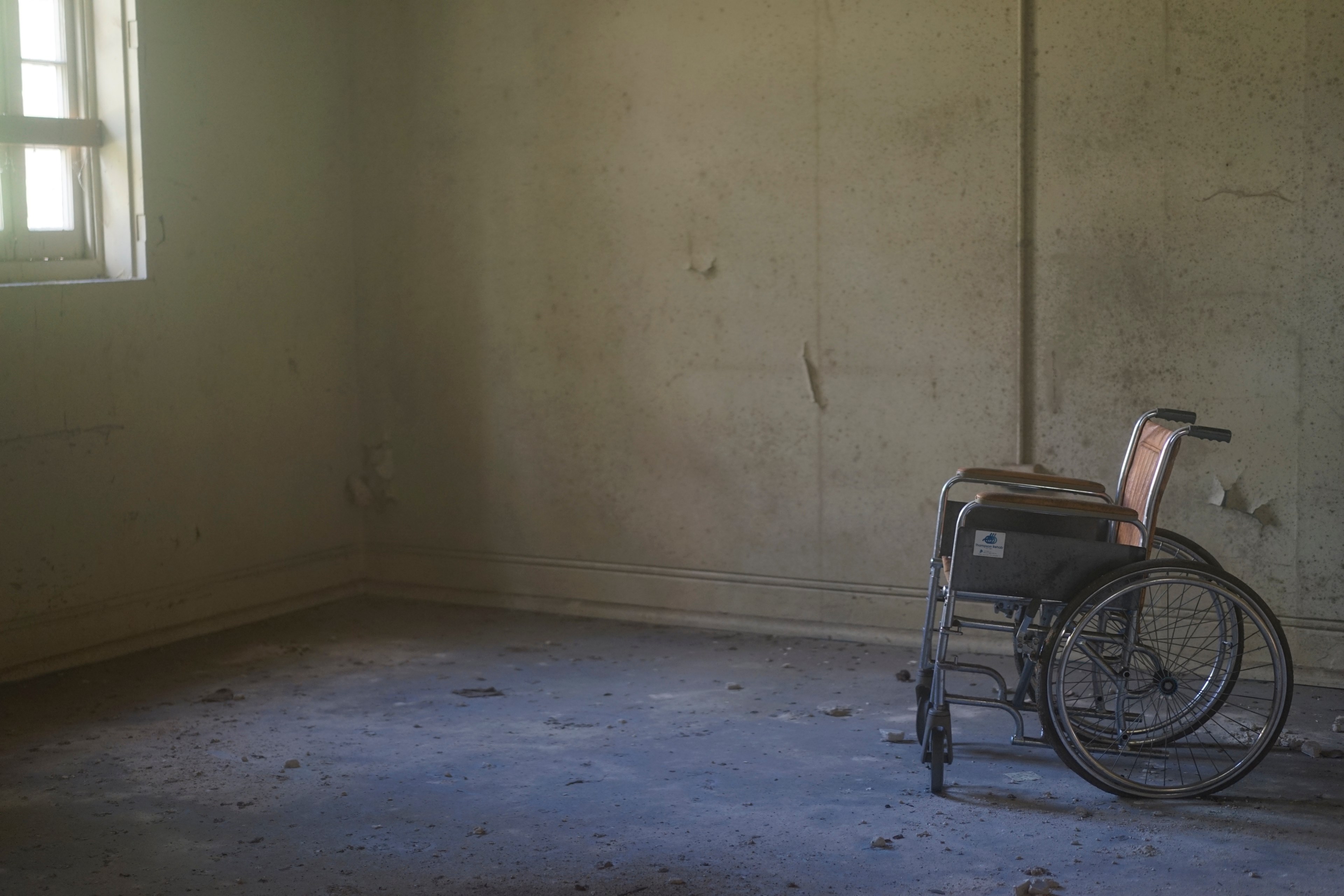 abandoned asylum wheelchair 4k, HD Wallpaper