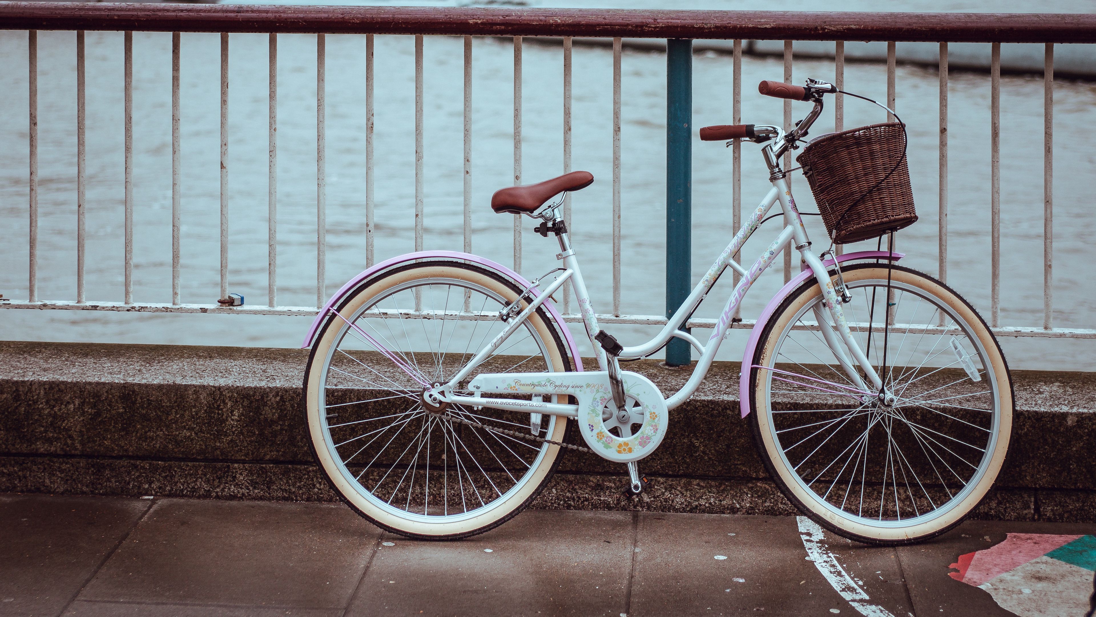 bike, bridge, basket, 4k, HD Wallpaper