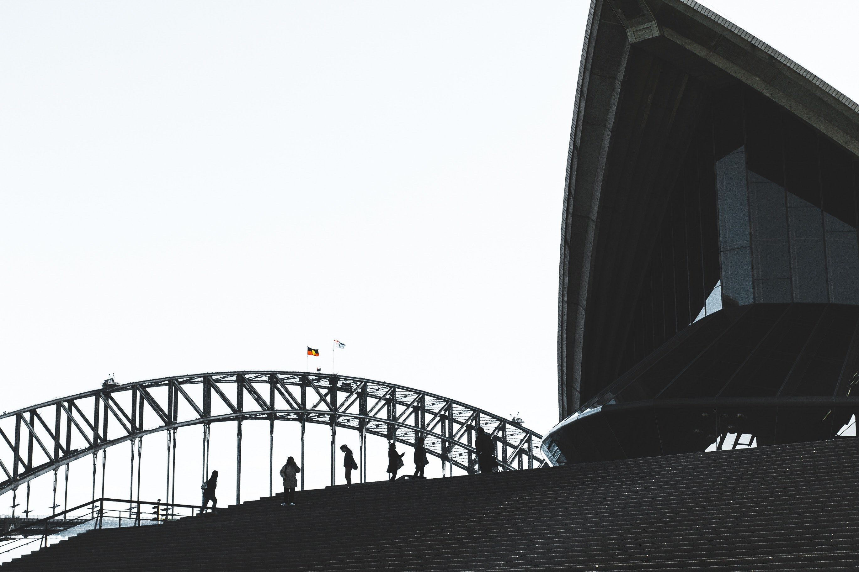 sydney harbour silhouette 4k, HD Wallpaper