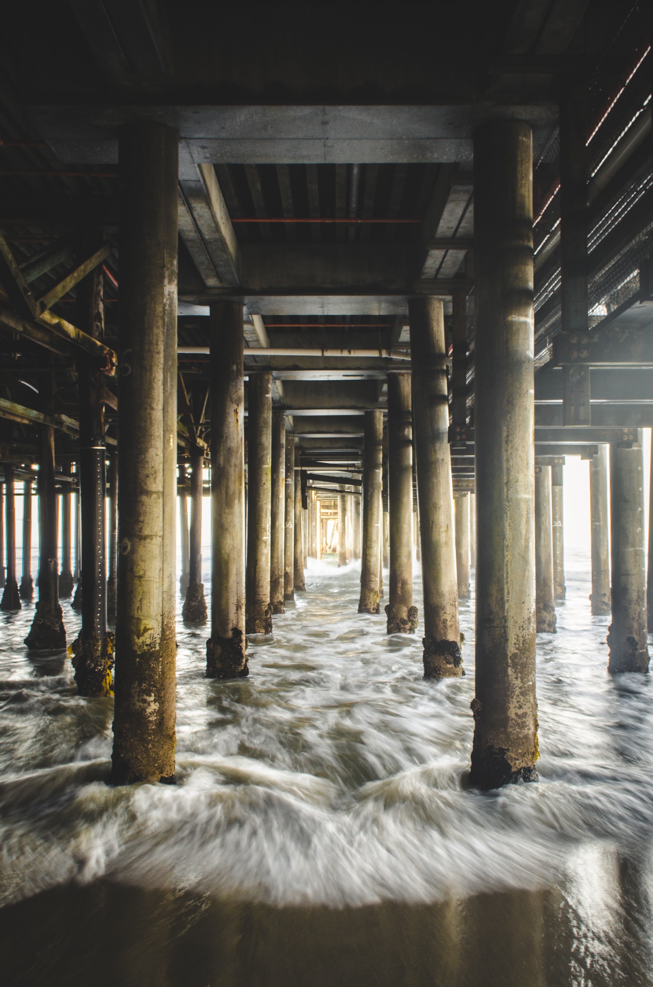 water structure pier and column hd, 4k, Phone HD Wallpaper