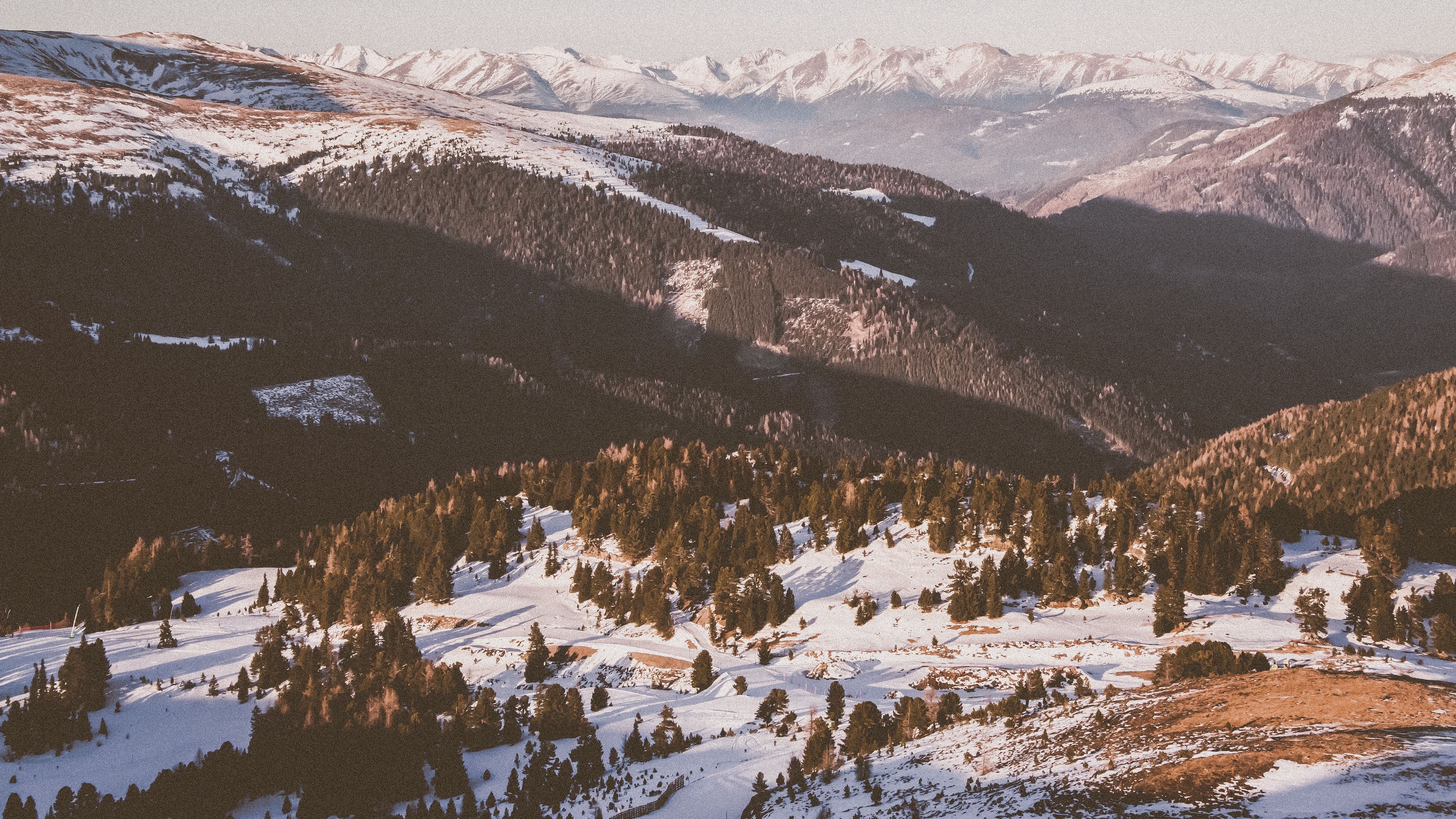 mountains, valley, snow, winter, 4k, HD Wallpaper