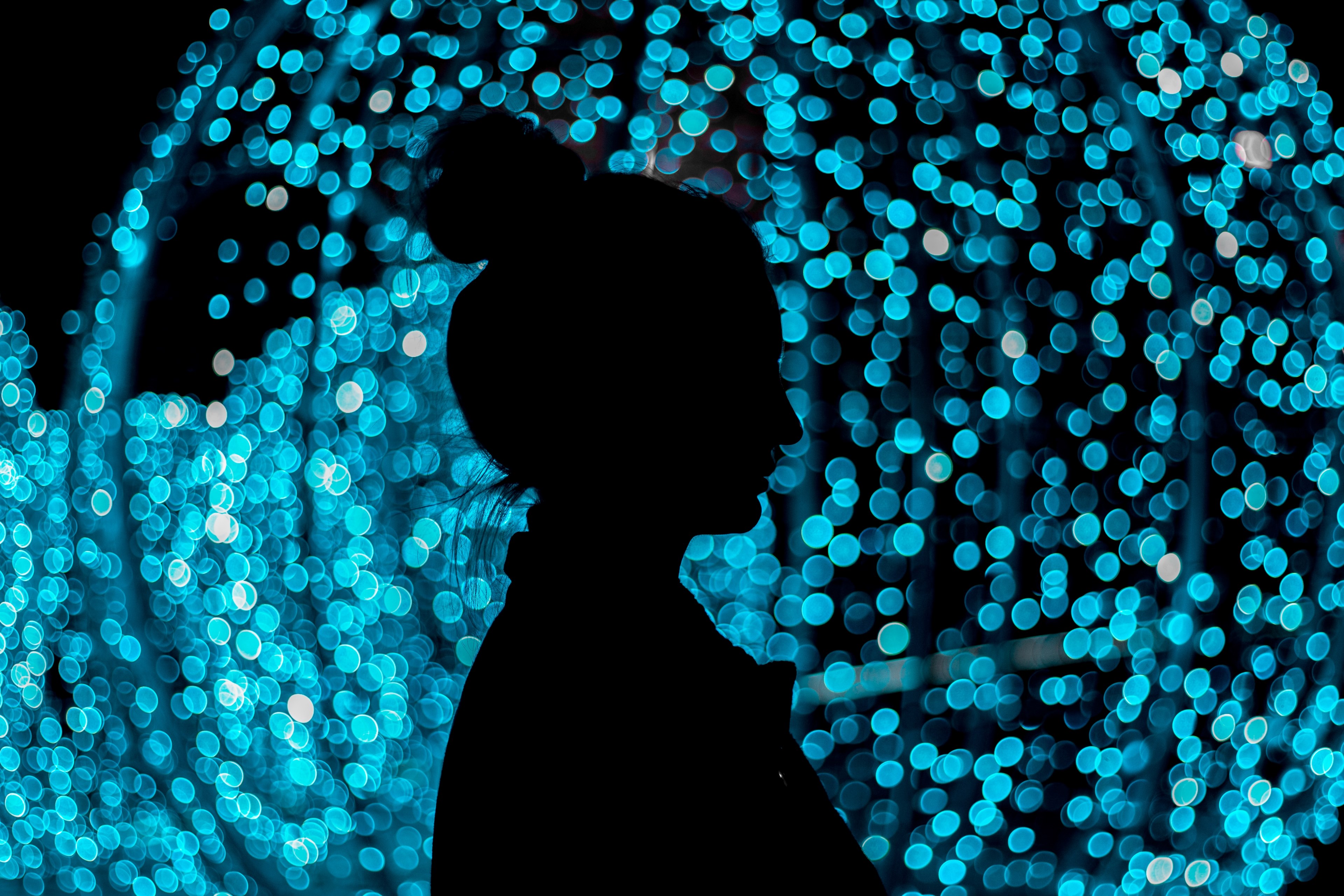 lights blue bokeh and dots 4k, HD Wallpaper