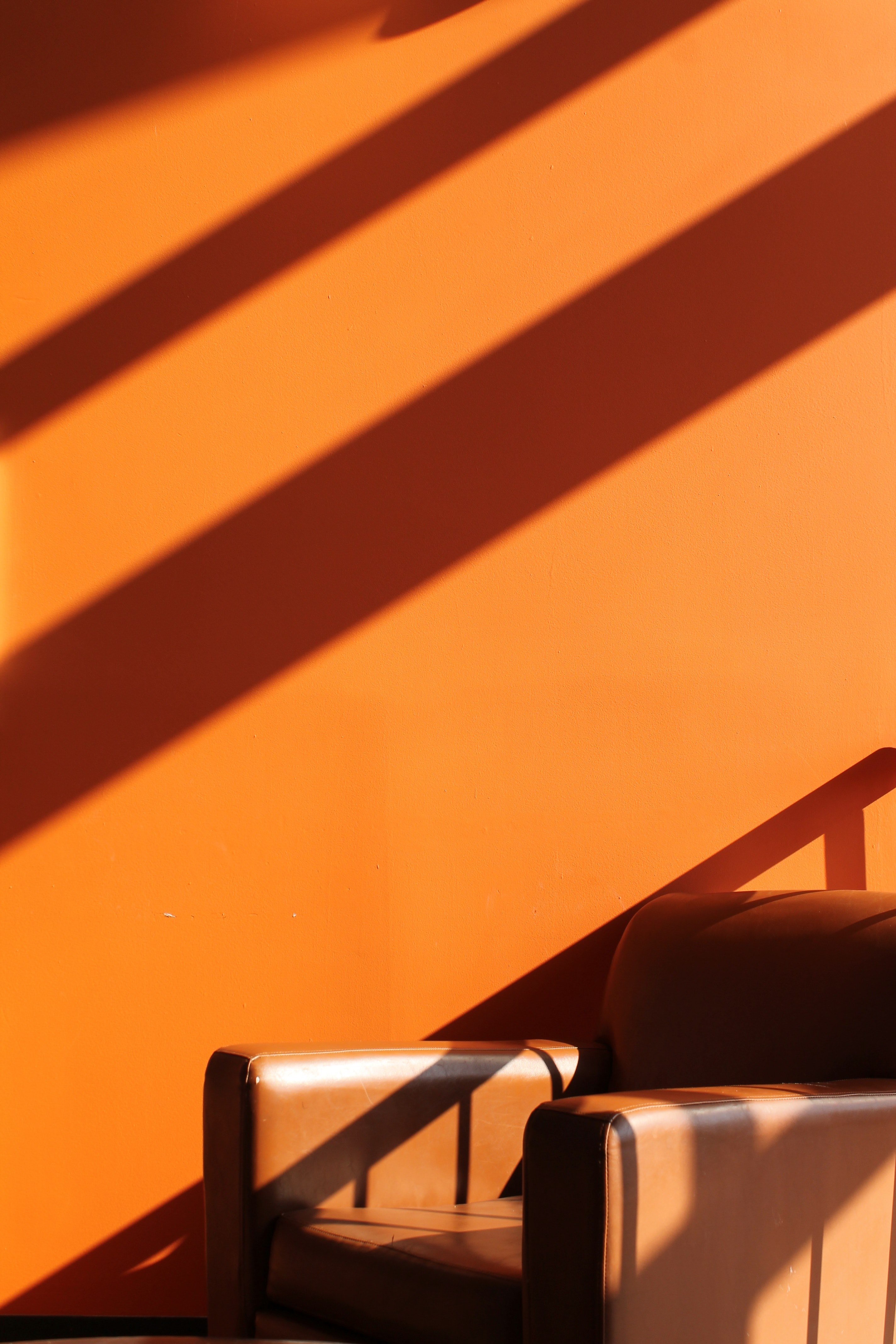orange wall shadow and sunlight hd, 4k, Phone HD Wallpaper