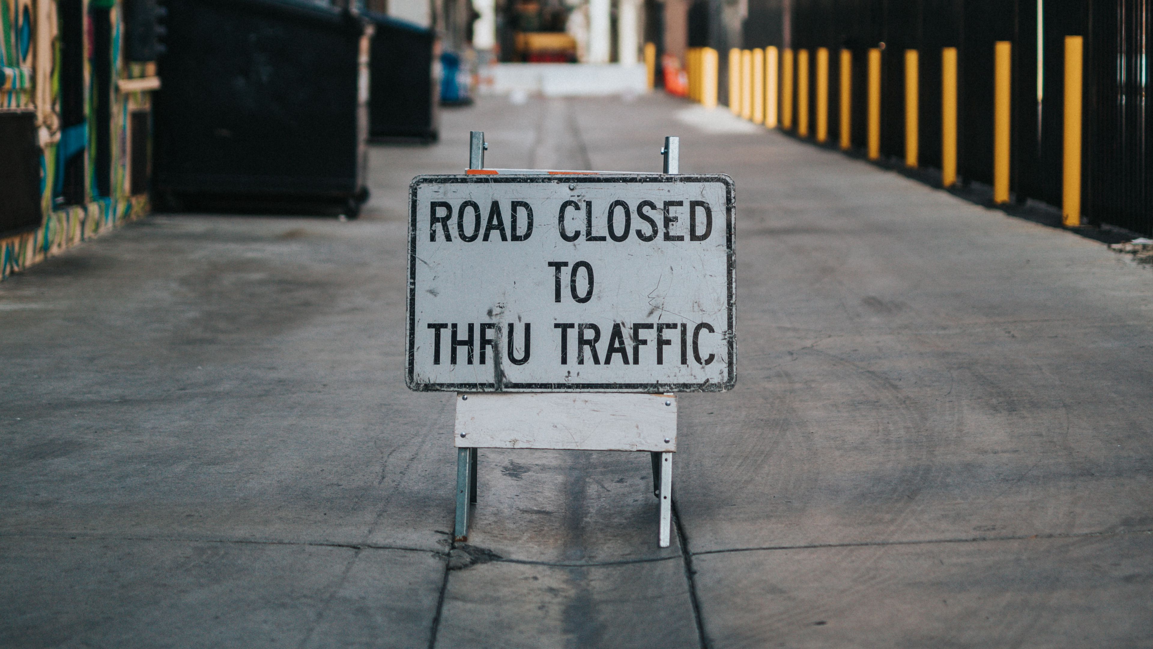 sign, inscription, closed, road, 4k, HD Wallpaper
