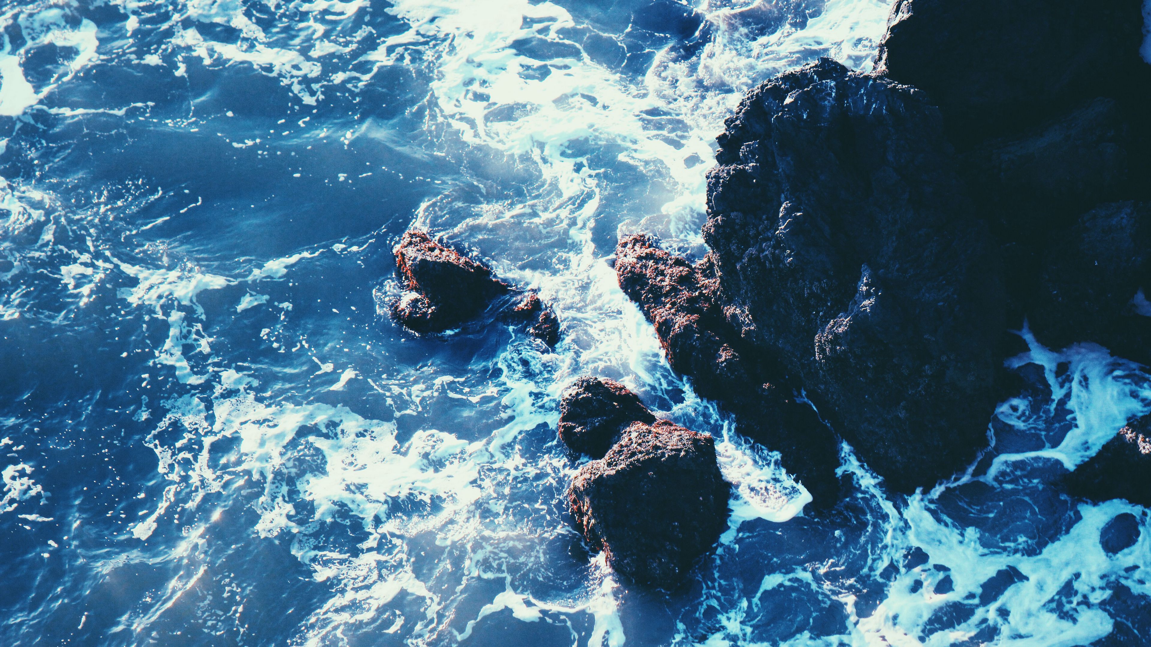 sea, surf, reefs, rocks, 4k, HD Wallpaper