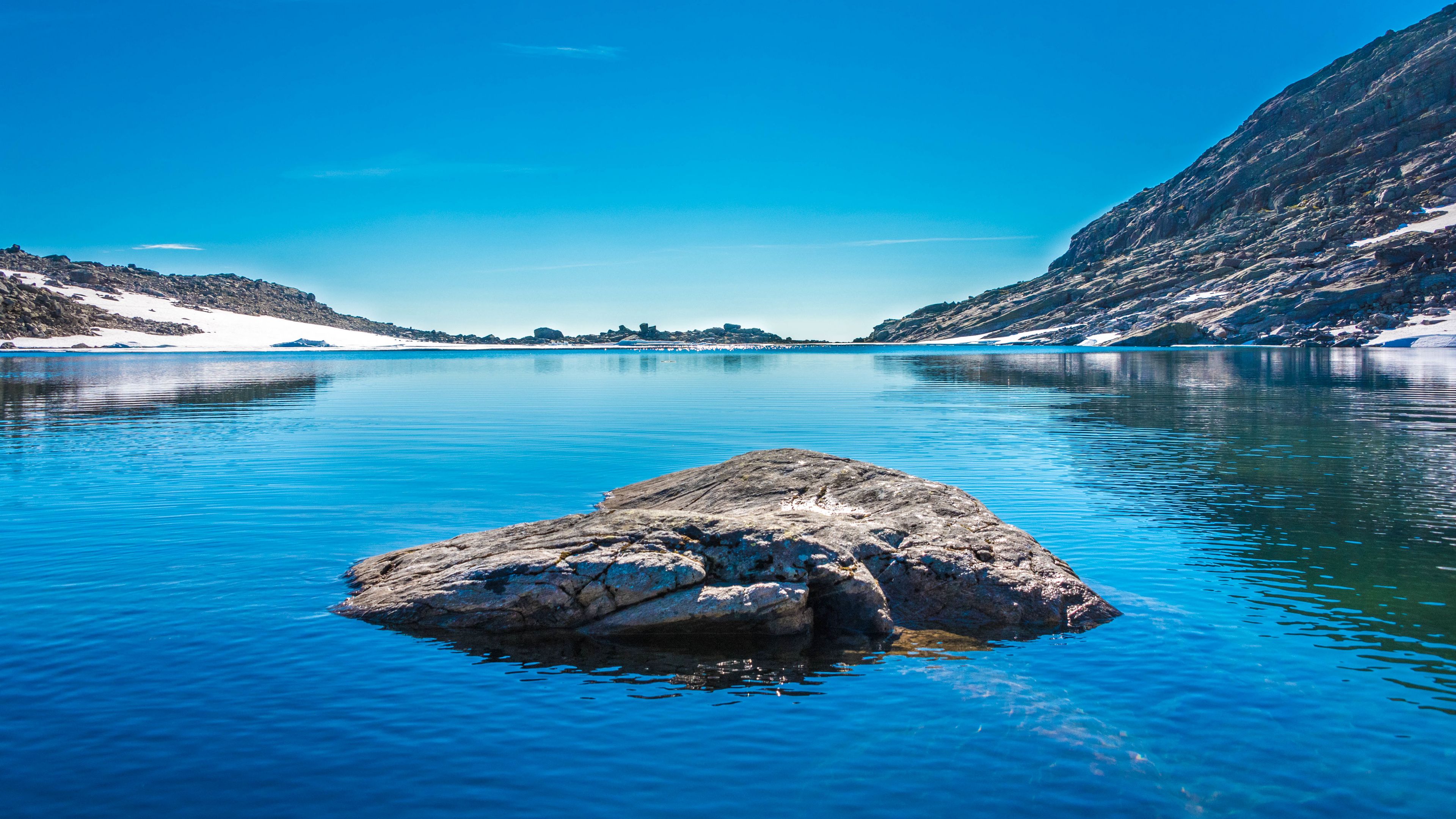 lake, island, mountain, 4k, HD Wallpaper